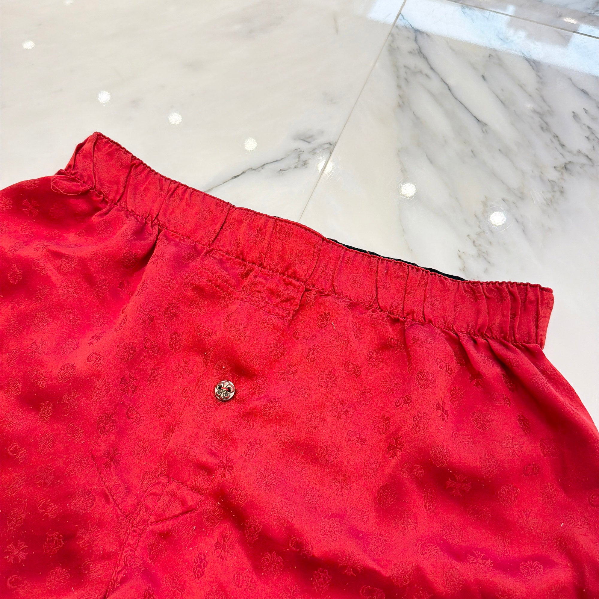 CHROME HEARTS BS Flare Button Silk Boxers Shorts Size M クロムハーツ BS フレアボタン シルク ボクサーショーツ サイズM
