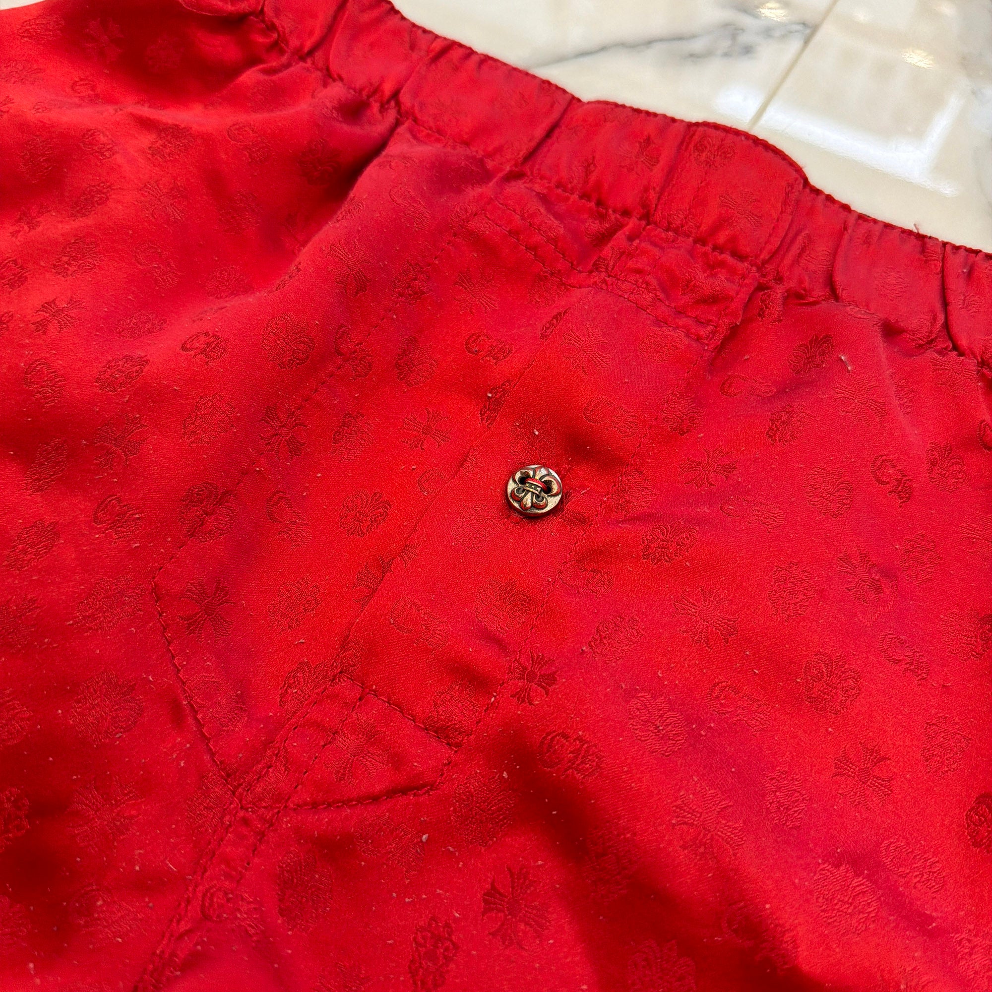 CHROME HEARTS BS Flare Button Silk Boxers Shorts Size M クロムハーツ BS フレアボタン シルク ボクサーショーツ サイズM