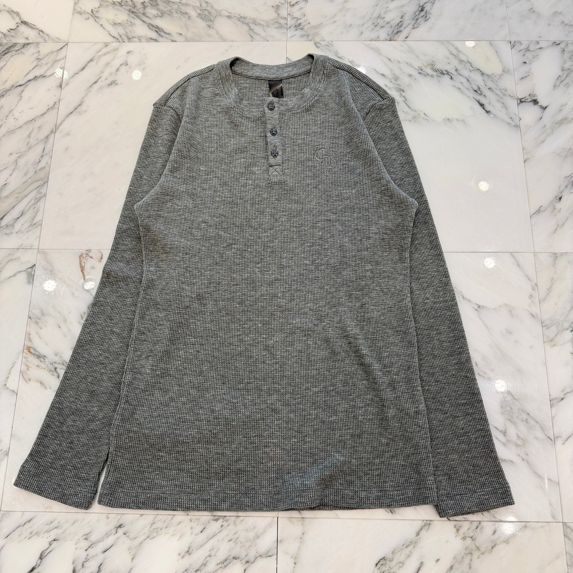 CHROME HEARTS Y NOT CH Embroidery Henry Neck Long Sleeve Tee Size L クロムハーツ ワイノット CH刺繍 ヘンリーネック ロングスリーブTシャツ サイズL