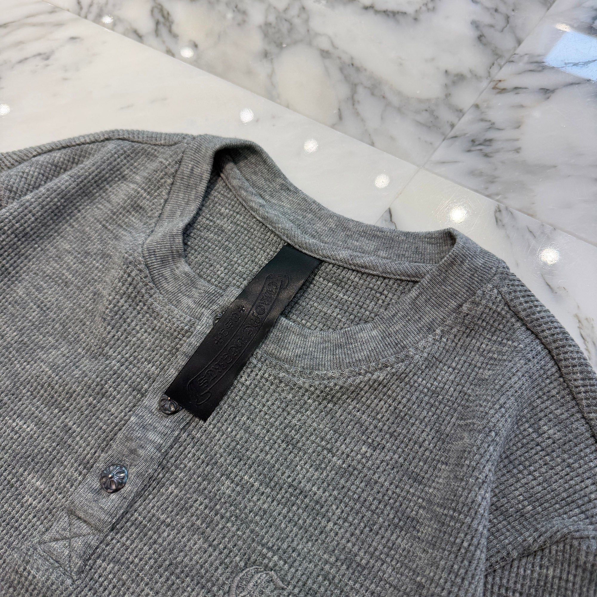 CHROME HEARTS Y NOT CH Embroidery Henry Neck Long Sleeve Tee Size L クロムハーツ ワイノット CH刺繍 ヘンリーネック ロングスリーブTシャツ サイズL