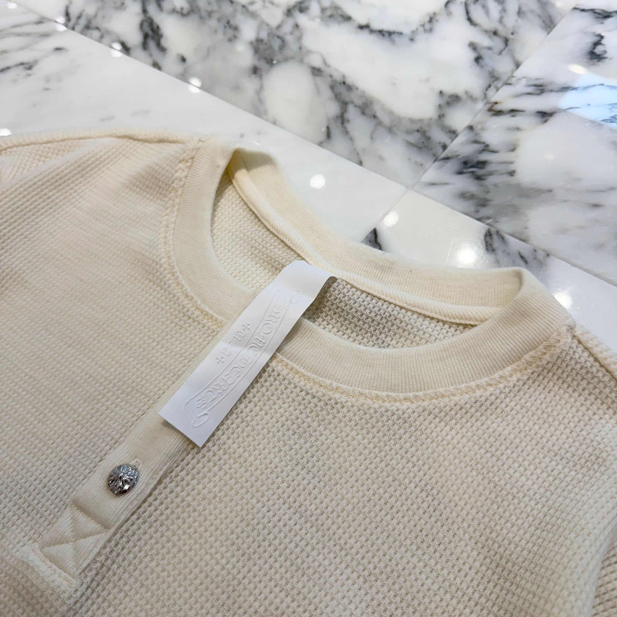 CHROME HEARTS Y NOT CH Embroidery Henry Neck Long Sleeve Tee Size XL クロムハーツ ワイノット CH刺繍 ヘンリーネック ロングスリーブTシャツ サイズXL