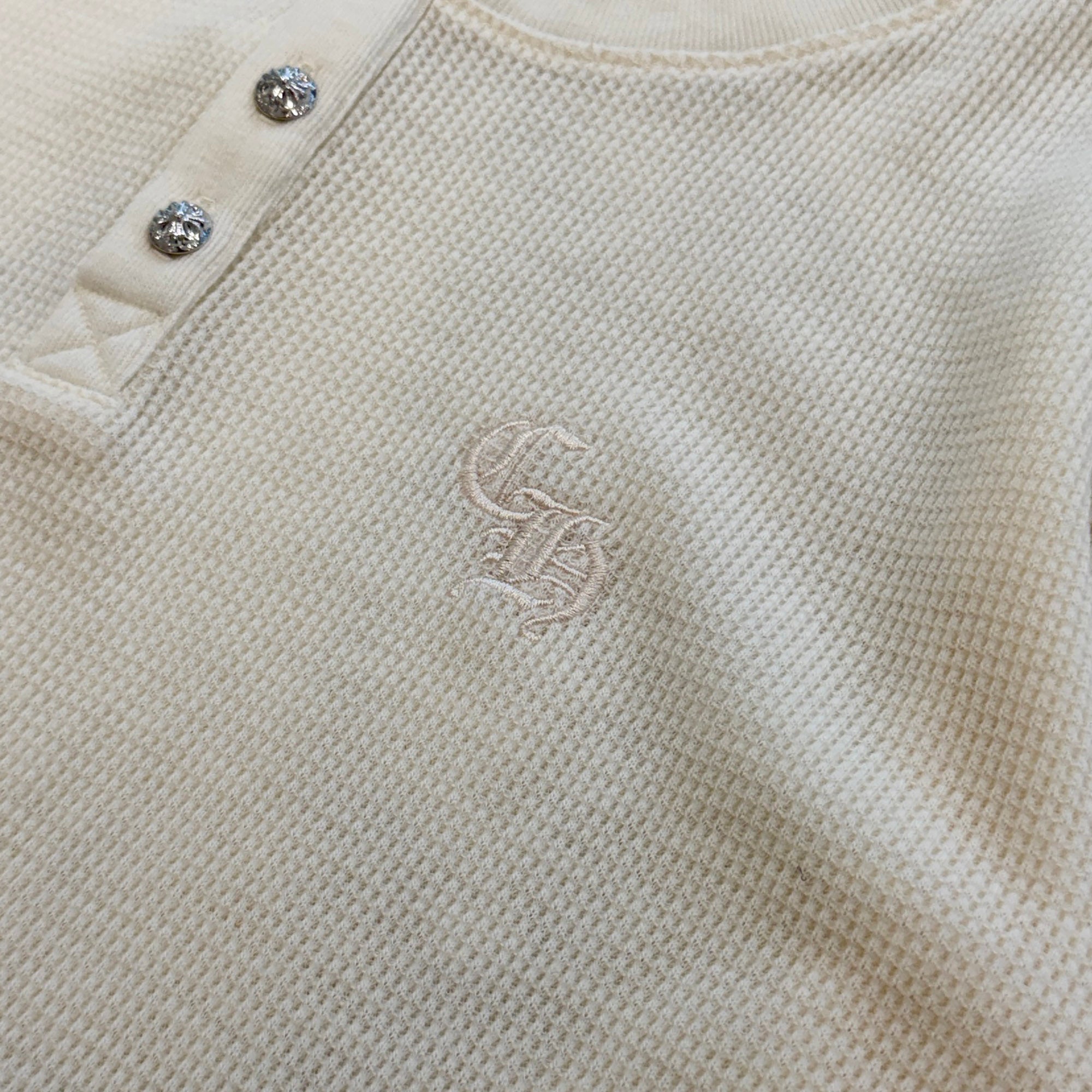CHROME HEARTS Y NOT CH Embroidery Henry Neck Long Sleeve Tee Size XL クロムハーツ ワイノット CH刺繍 ヘンリーネック ロングスリーブTシャツ サイズXL