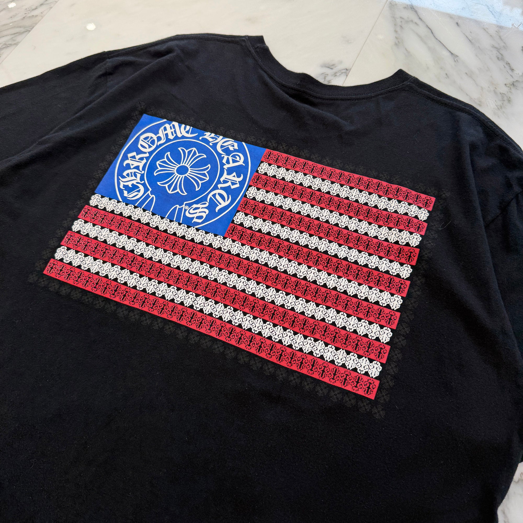 CHROME HEARTS American Flag Scroll Logo Tee Size XL クロムハーツ アメリカ国旗 スクロールロゴ Tシャツ サイズXL