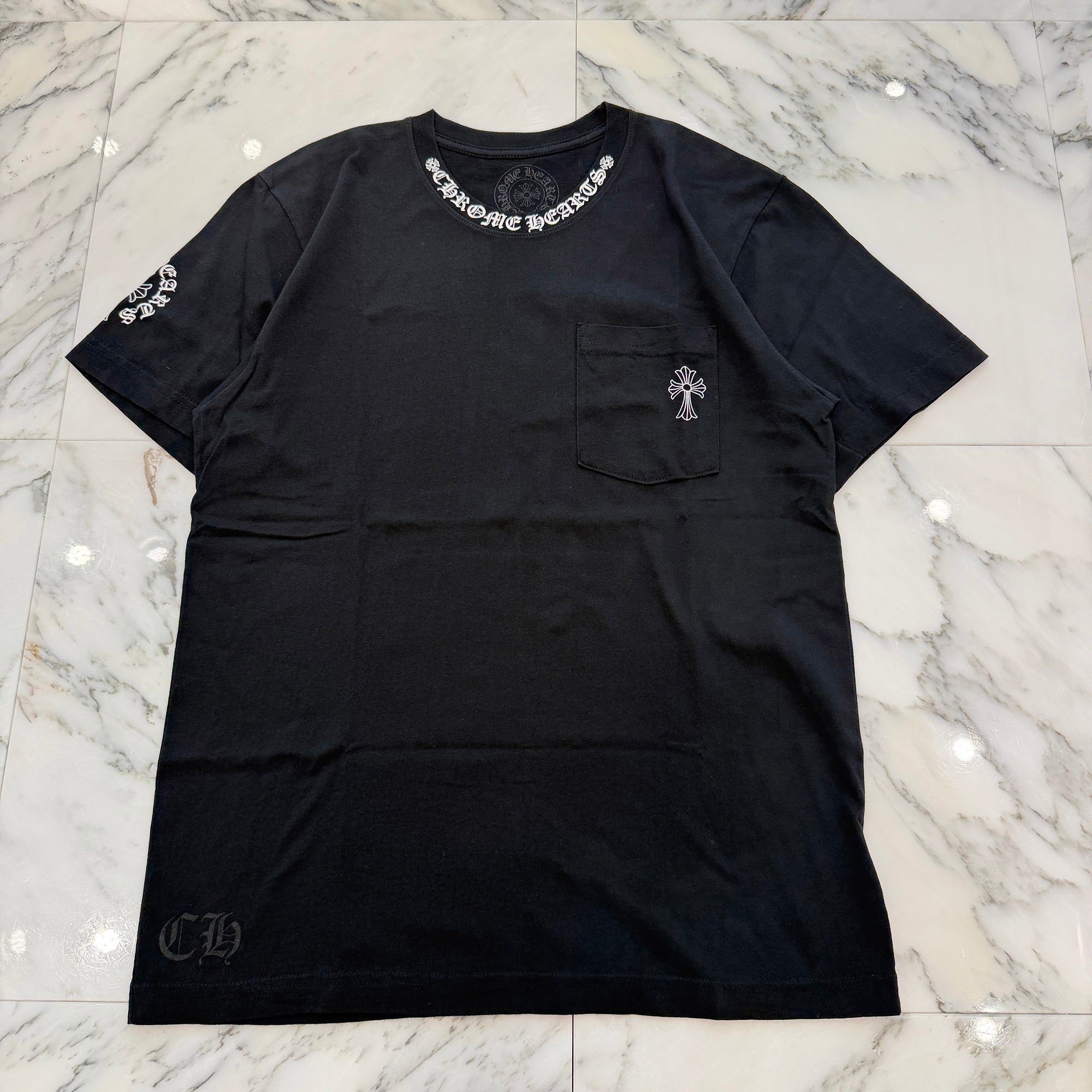CHROME HEARTS Neck Logo Back Cross Tee Size M クロムハーツ ネックロゴ バッククロス Tシャツ サイズM