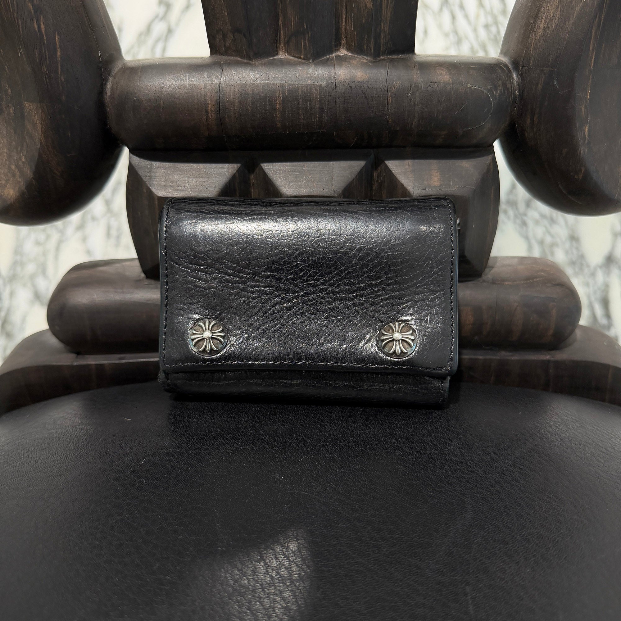 CHROME HEARTS 3 FOLD Cross Ball Button Leather Wallet クロムハーツ 3フォールド クロスボールボタン レザーウォレット