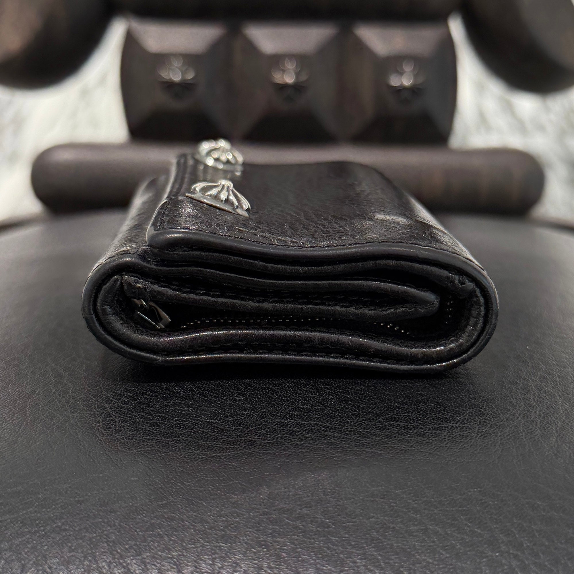 CHROME HEARTS 3 FOLD Cross Ball Button Leather Wallet クロムハーツ 3フォールド クロスボールボタン レザーウォレット