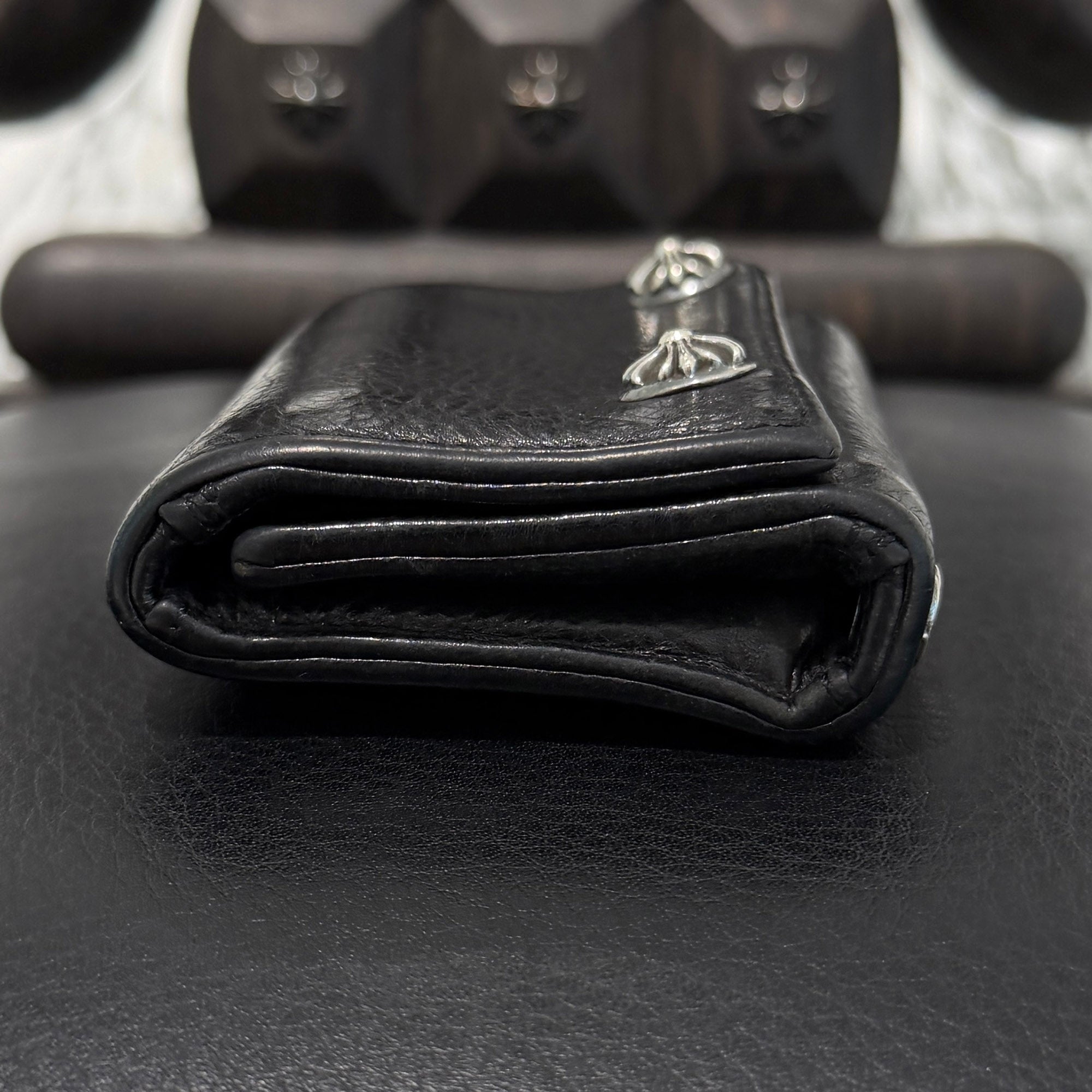 CHROME HEARTS 3 FOLD Cross Ball Button Leather Wallet クロムハーツ 3フォールド クロスボールボタン レザーウォレット