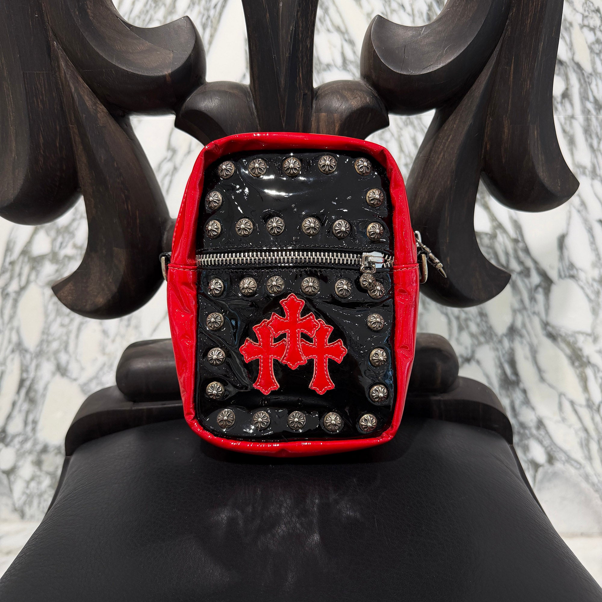 CHROME HEARTS TAKAMINI 3 Cemetery Cross Patch Patent Leather Shoulder Bag クロムハーツ タカミニ 3セメタリークロスパッチ パテントレザー ショルダーバッグ