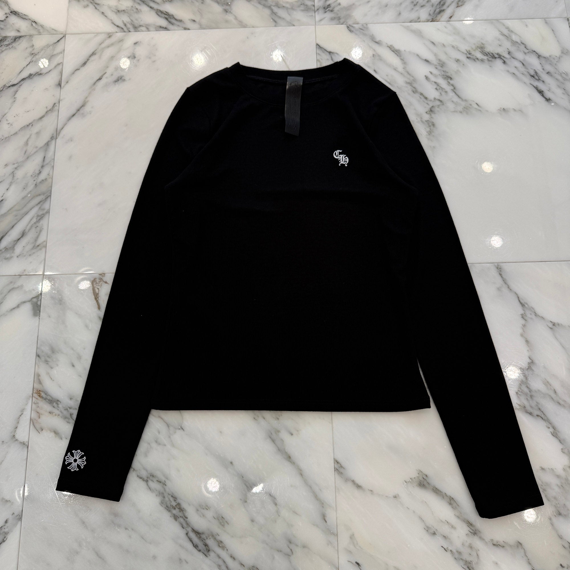 CHROME HEARTS Y NOT CH Logo Embroidery Long Sleeve Tee Size S クロムハーツ ワイノット CHロゴ刺繍 ロングスリーブTシャツ サイズS