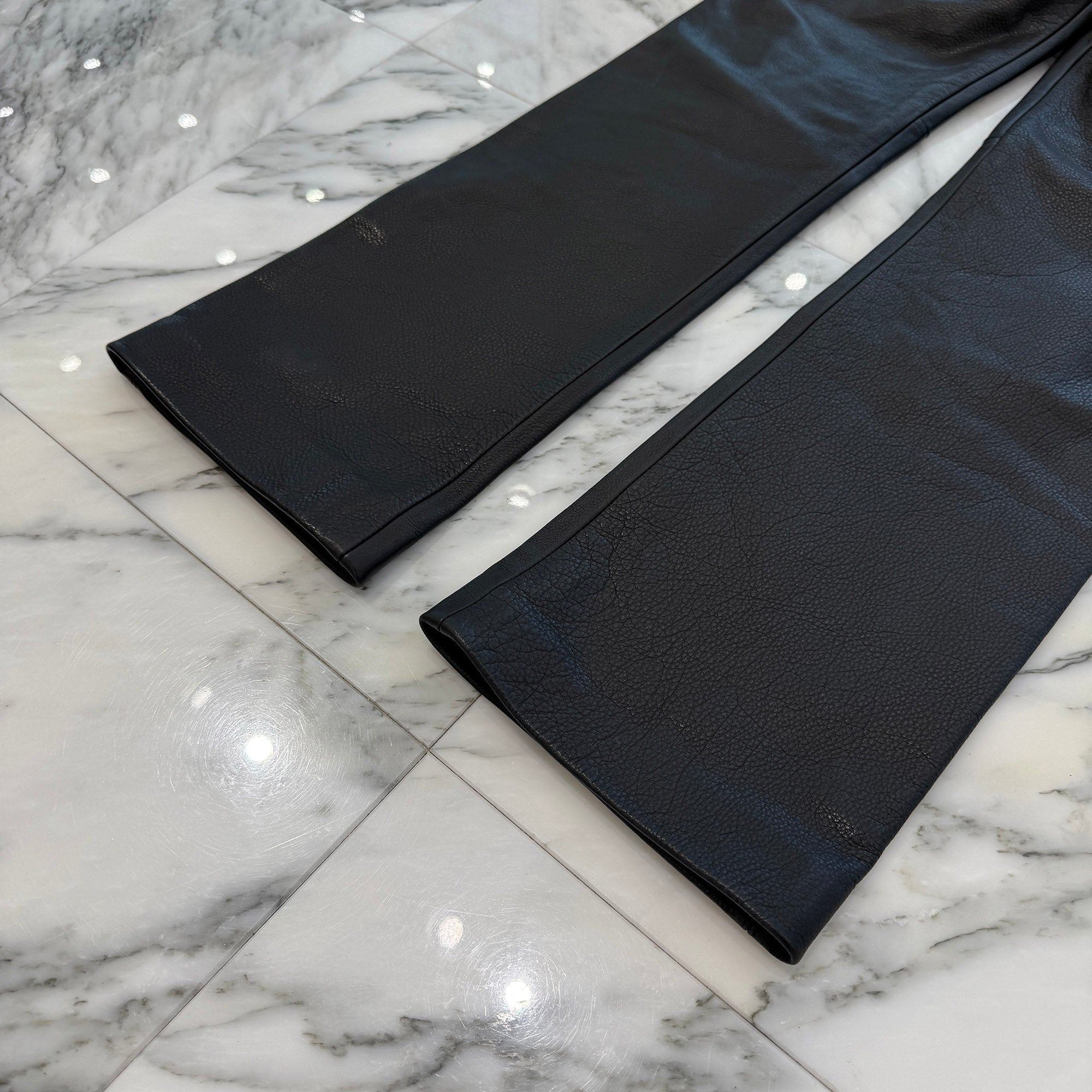 CHROME HEARTS Flare Knee Cross Ball Button Leather Pants Size 32 クロムハーツ フレアニー クロスボールボタン レザーパンツ サイズ32
