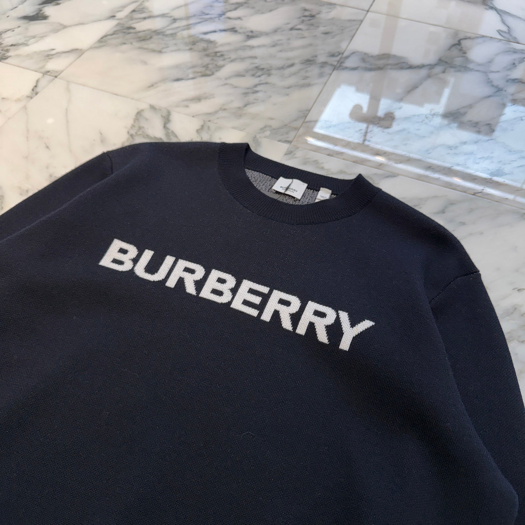 BURBERRY Logo Intarsia Knit Sweater 8024532 Size M バーバリー インターシャロゴ ニットセーター サイズM