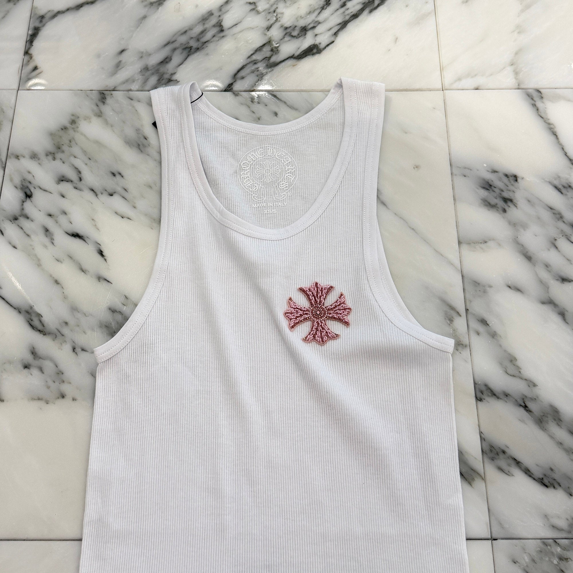 CHROME HEARTS Beads Embroidery CH Plus Tank Top Size XS/S クロムハーツ ビーズ刺繍 CHプラス タンクトップ サイズXS/S