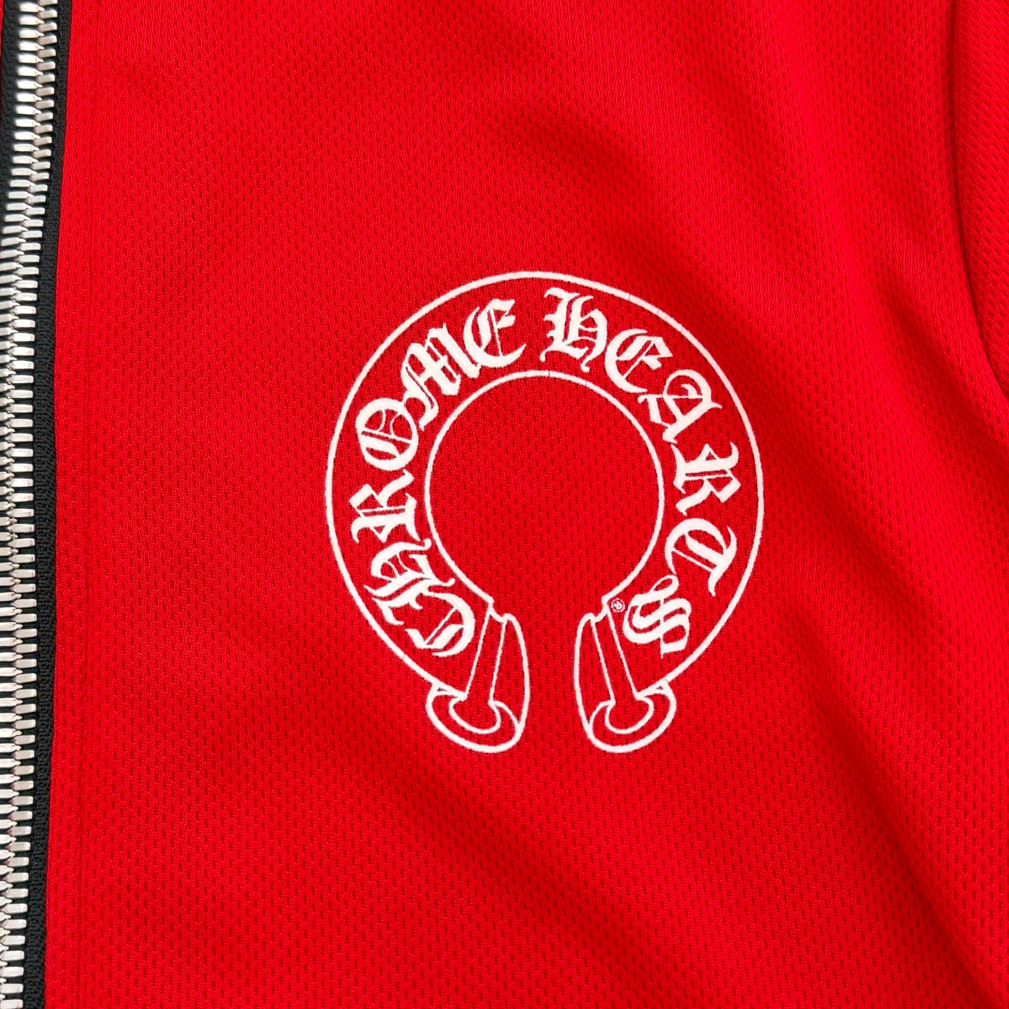 CHROME HEARTS Horseshoe Arm Logo Print Track Jacket Size XS ＆ Cross Ball Button Side Snap Track Line Mesh pants Size XS クロムハーツ ホースシュー アームロゴ プリント トラックジャケット サイズXS ＆クロスボールボタン サイドスナップ トラックライン メッシュパンツ サイズXS
