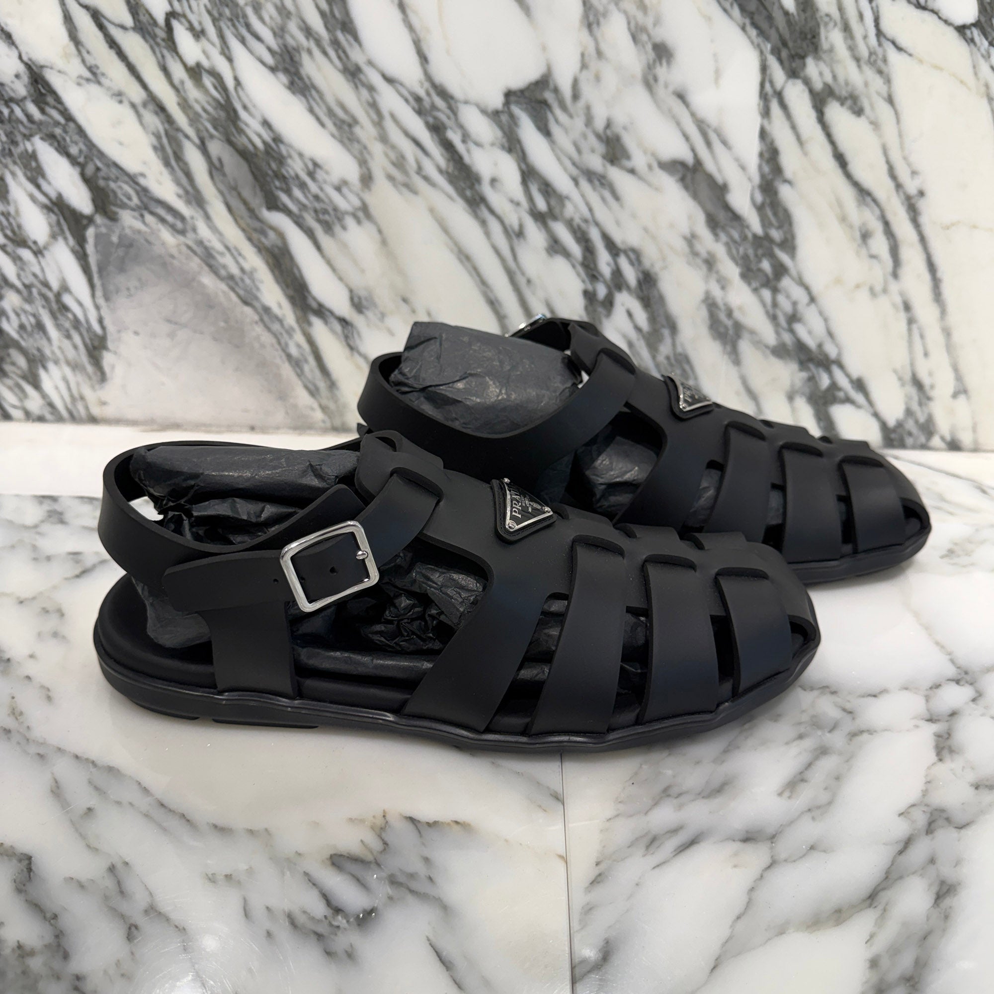 PRADA 2025SS Rubber Fisherman Sandals 2X3119 3LKK F0002 Size 10.5(約29.5cm) プラダ ラバーフィッシャーマン サンダル サイズ10.5(約29.5cm)
