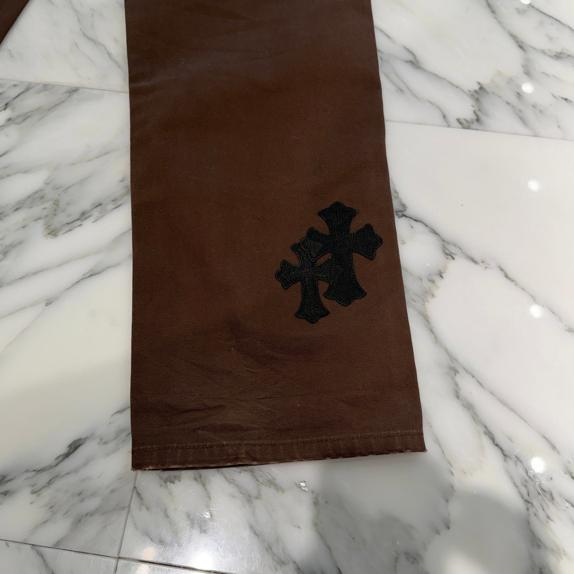 CHROME HEARTS Cross Leather Patch Carpenter Cross Ball Button Cotton Pants Size 32 クロムハーツ クロスレザーパッチ カーペンター クロスボールボタン コットンパンツ サイズ32