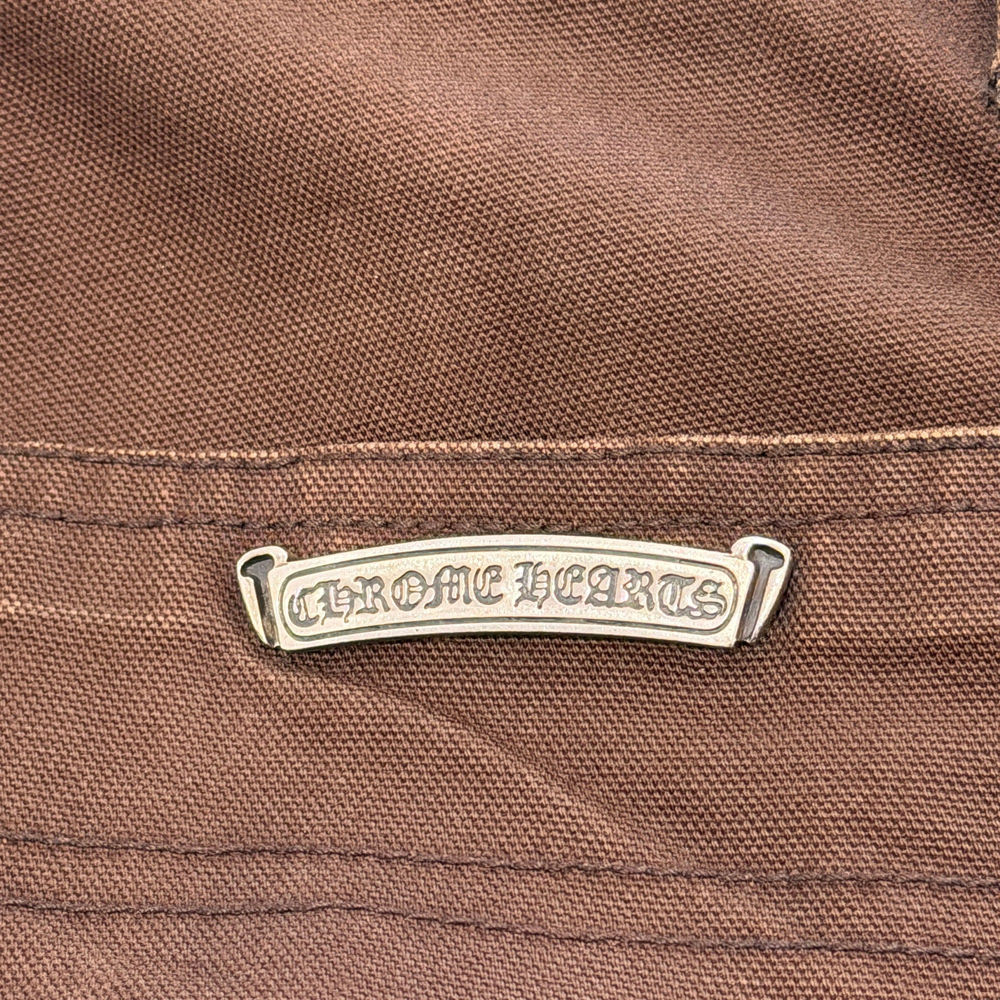 CHROME HEARTS Cross Leather Patch Carpenter Cross Ball Button Cotton Pants Size 32 クロムハーツ クロスレザーパッチ カーペンター クロスボールボタン コットンパンツ サイズ32
