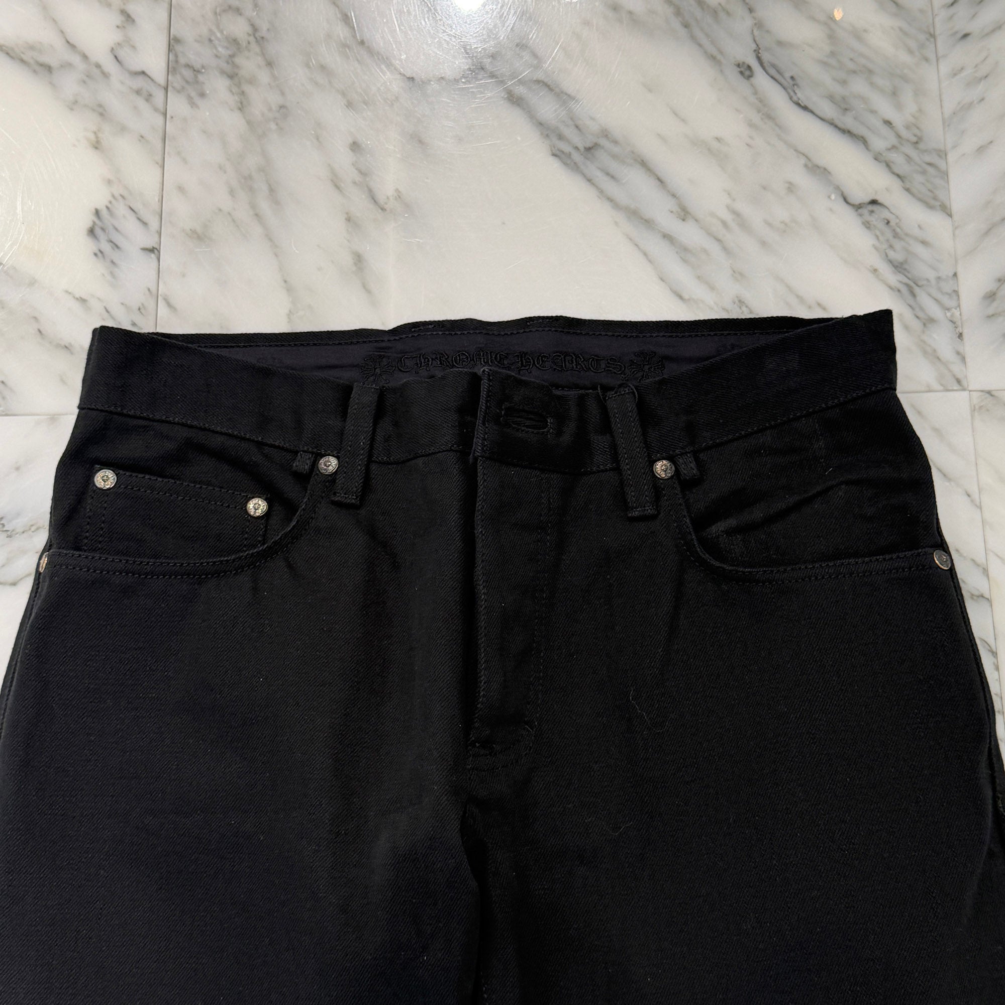 CHROME HEARTS Cross Ball Button Denim Pants Size 32 クロムハーツ