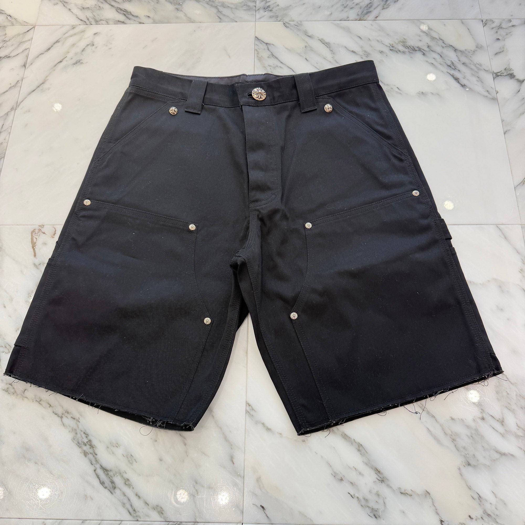 CHROME HEARTS Carpenter Cross Ball Button Denim Shorts Size 32 クロムハーツ カーペンター クロスボールボタン デニムショーツ サイズ32