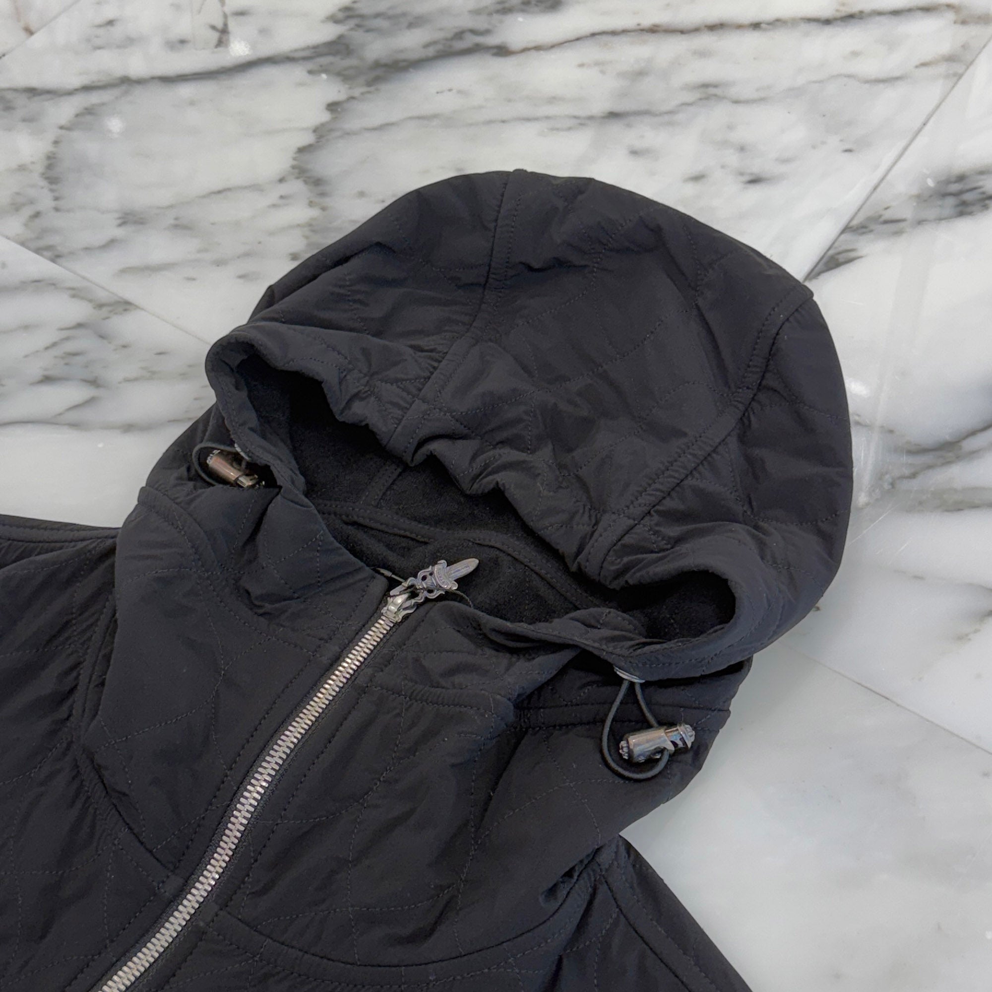 CHROME HEART Y NOT Nylon Zip Up Quilting Hooded Jacket Size S クロムハーツ ワイノット ナイロン ジップアップ キルティング フーデッド ジャケット サイズS