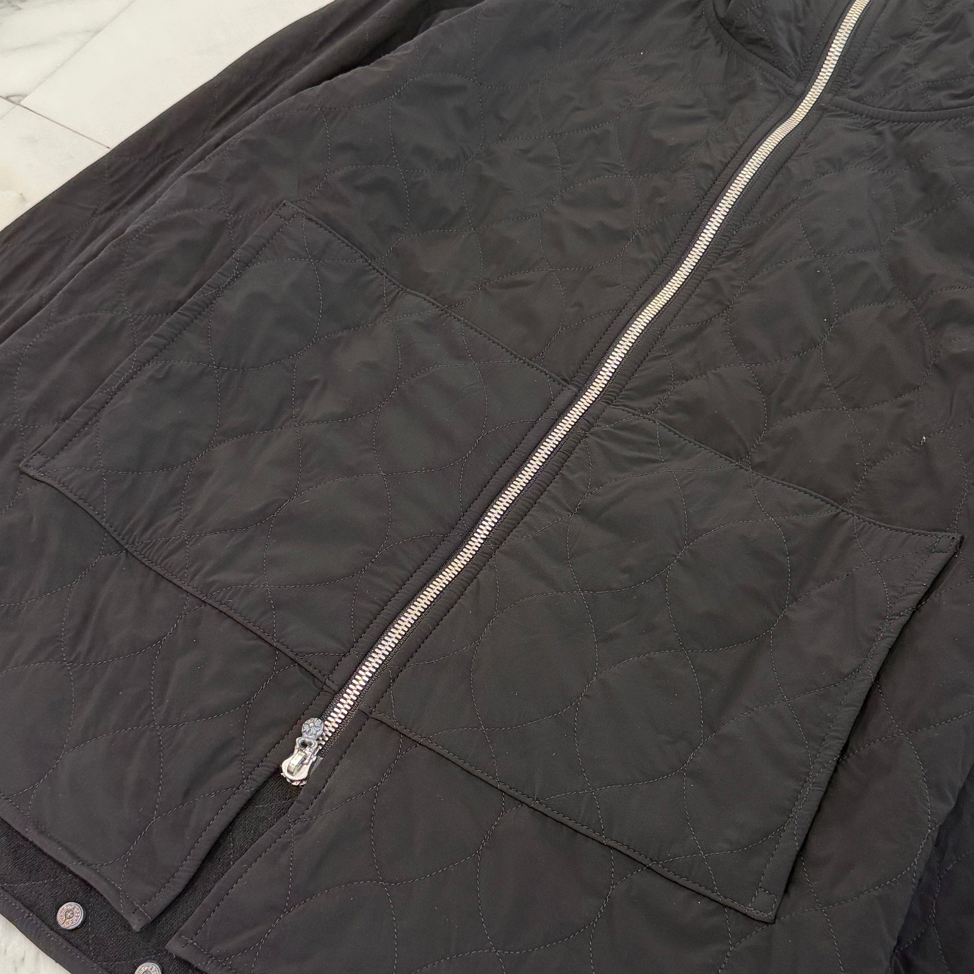 CHROME HEART Y NOT Nylon Zip Up Quilting Hooded Jacket Size S クロムハーツ ワイノット ナイロン ジップアップ キルティング フーデッド ジャケット サイズS