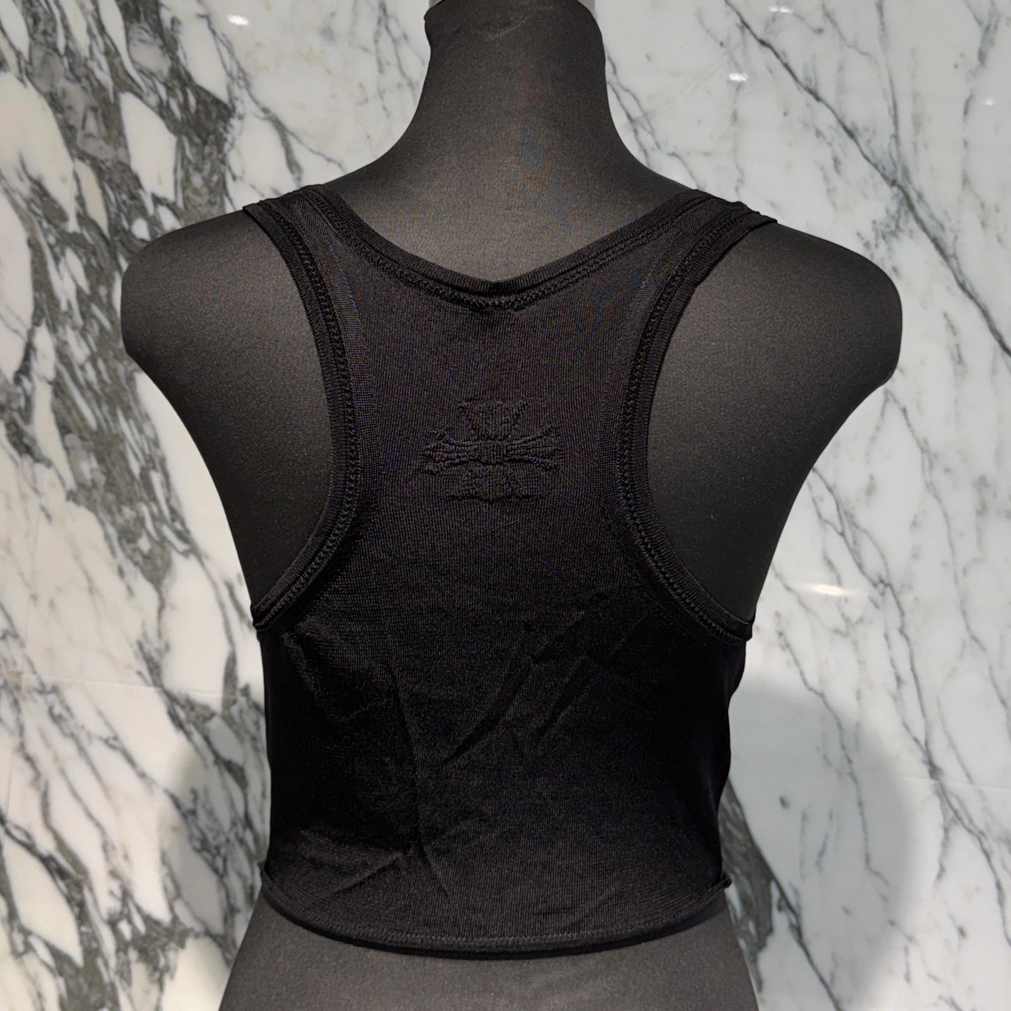 CHROME HEARTS CH Plus Embroidered Mesh Rayon Tank Top Size S クロムハーツ CHプラス刺繍 メッシュ レーヨン タンクトップ サイズS