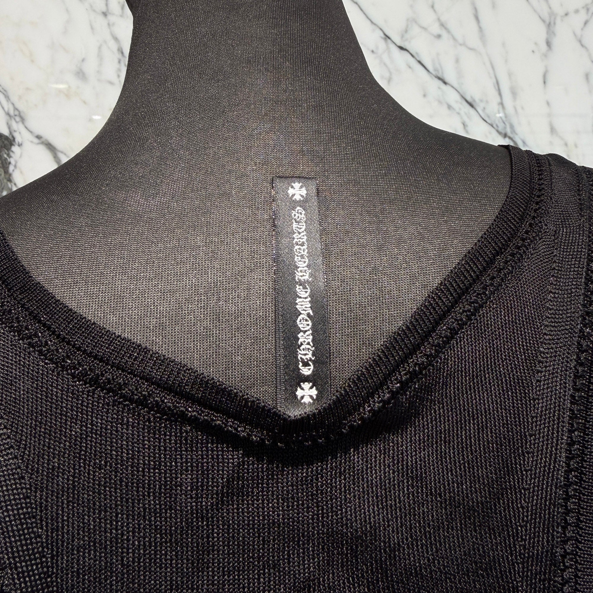 CHROME HEARTS CH Plus Embroidered Mesh Rayon Tank Top Size S クロムハーツ CHプラス刺繍 メッシュ レーヨン タンクトップ サイズS
