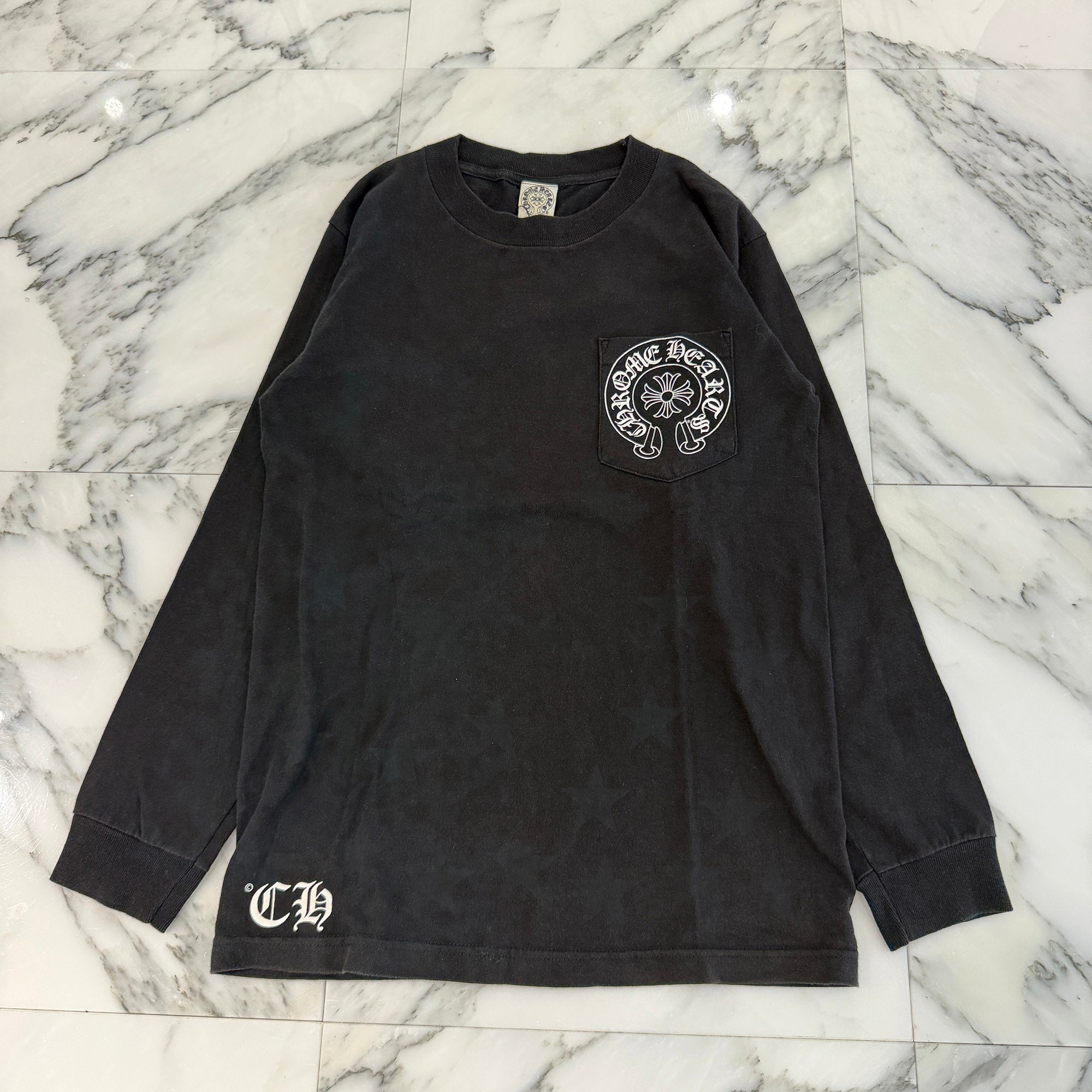 CHROME HEARTS Sleeve CH Plus Print Star Long Sleeve Tee Size S クロムハーツ スリーブ CHプラス プリント スターロングスリーブ Tシャツ サイズS