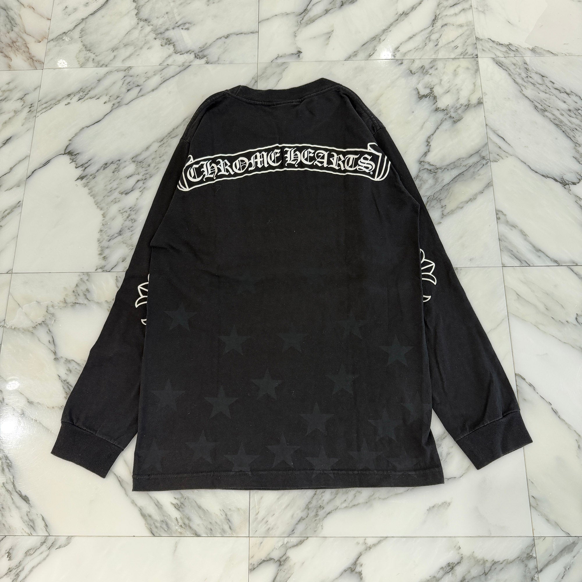 CHROME HEARTS Sleeve CH Plus Print Star Long Sleeve Tee Size S クロムハーツ スリーブ CHプラス プリント スターロングスリーブ Tシャツ サイズS