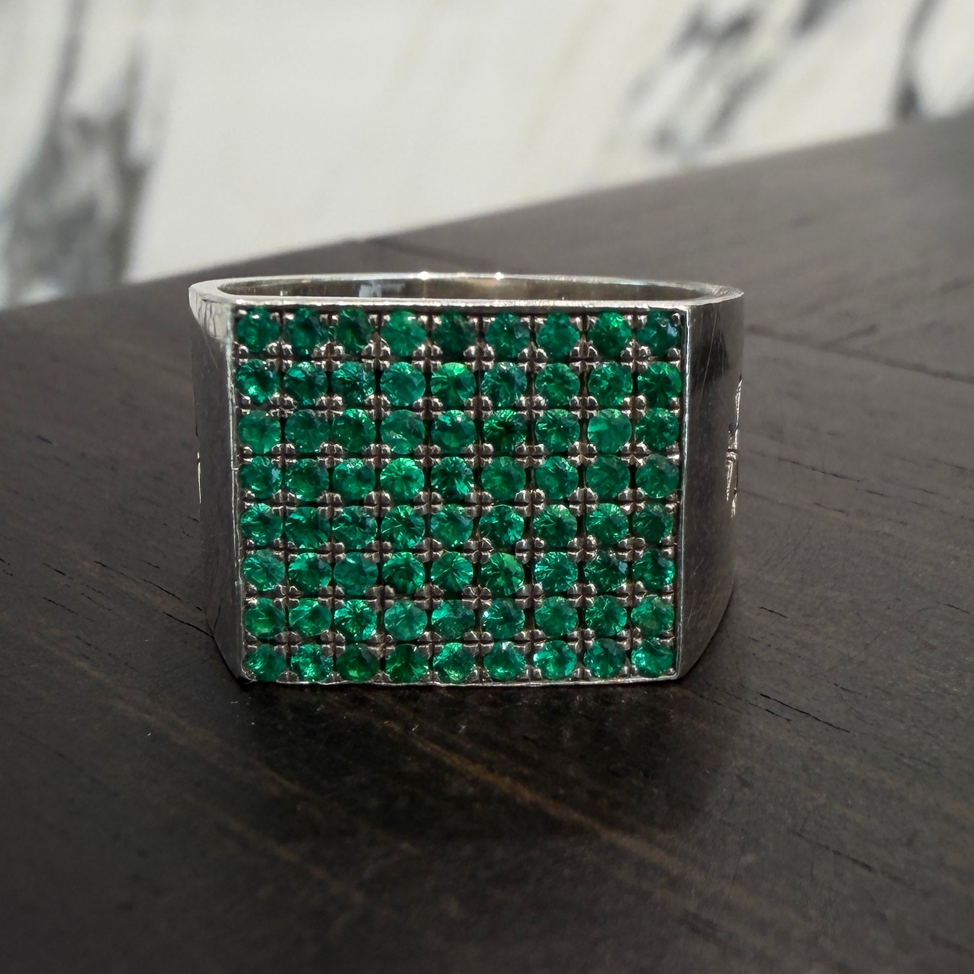 CHROME HEARTS × Kate Hudson Cigar Band Ring Pave Emerald Size 12号