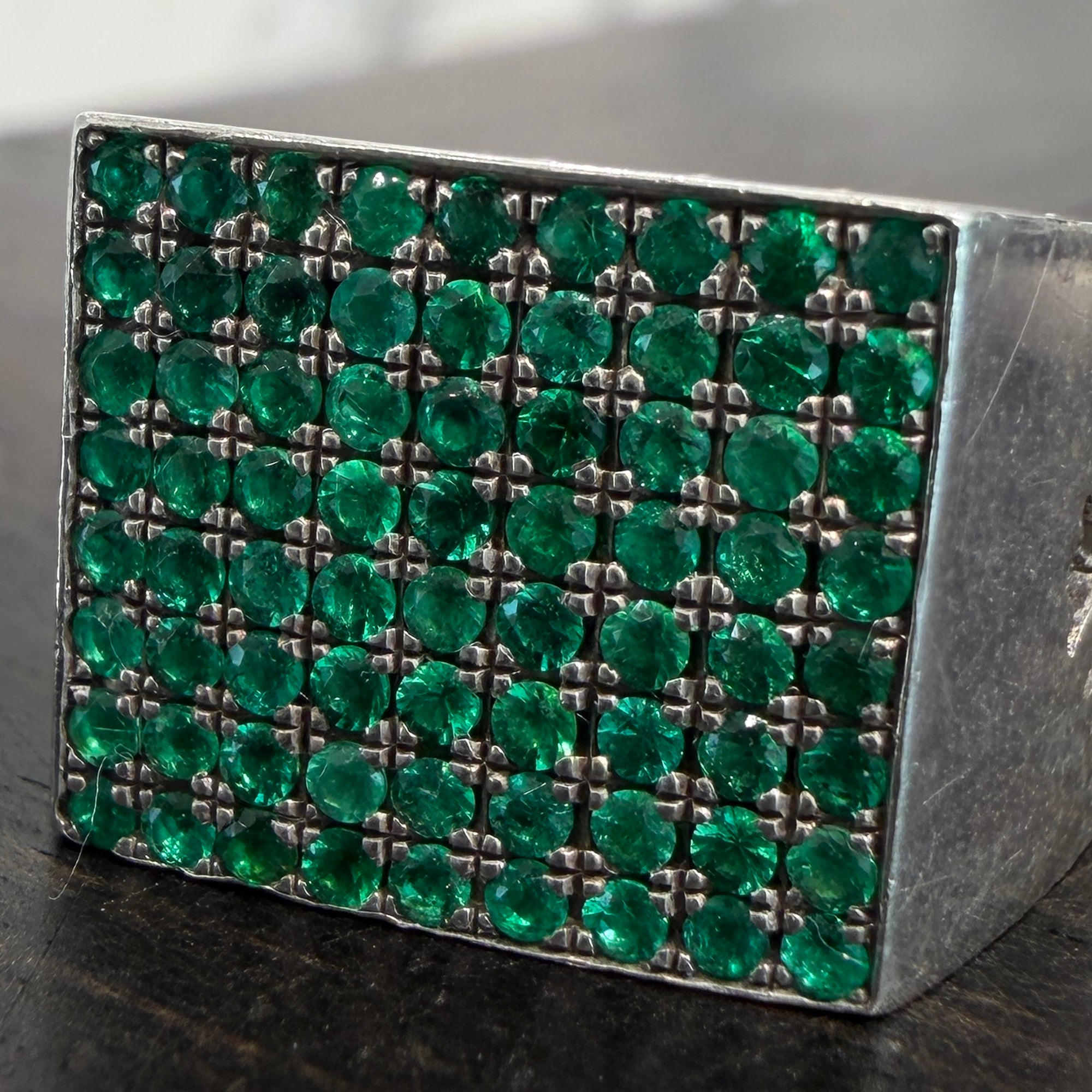 CHROME HEARTS × Kate Hudson Cigar Band Ring Pave Emerald Size 12号