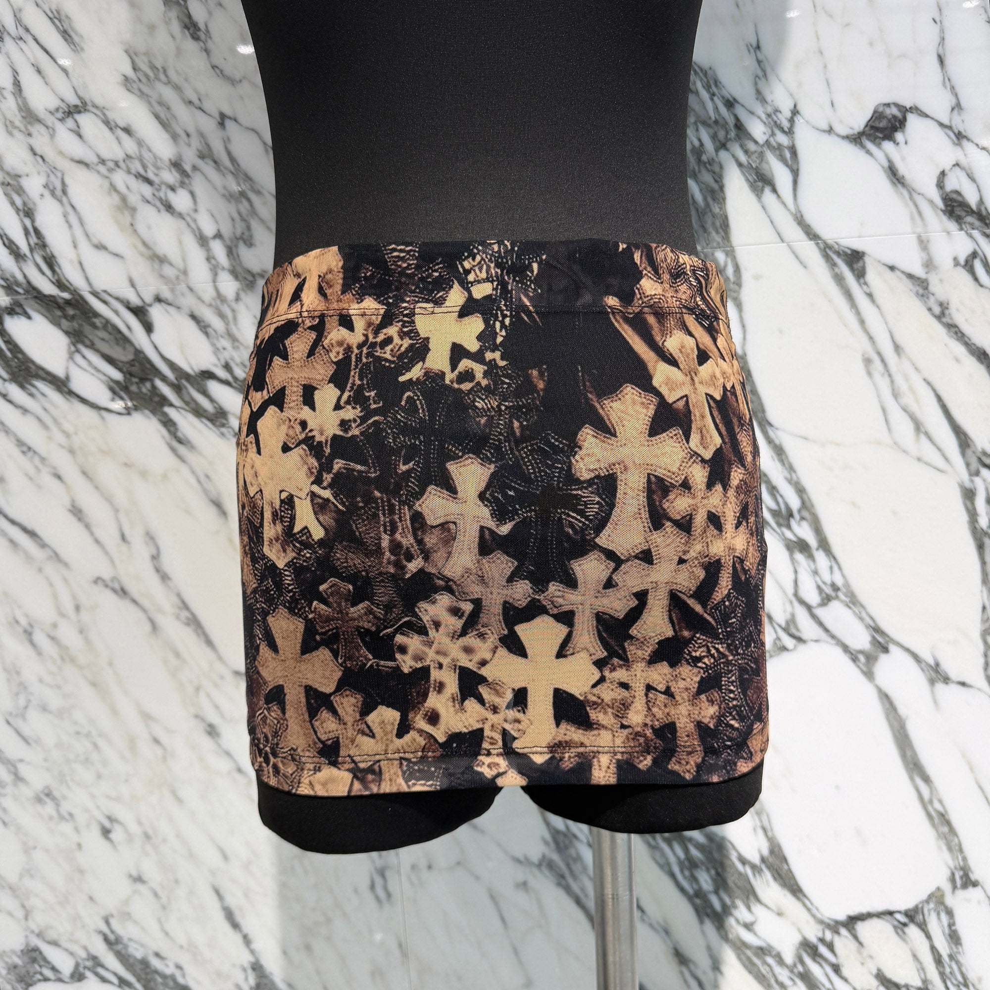 CHROME HEARTS Cemetery Cross Mesh Lace Tight Mini Skirt Size XS クロムハーツ セメタリークロス メッシュ レース タイトミニスカート サイズXS
