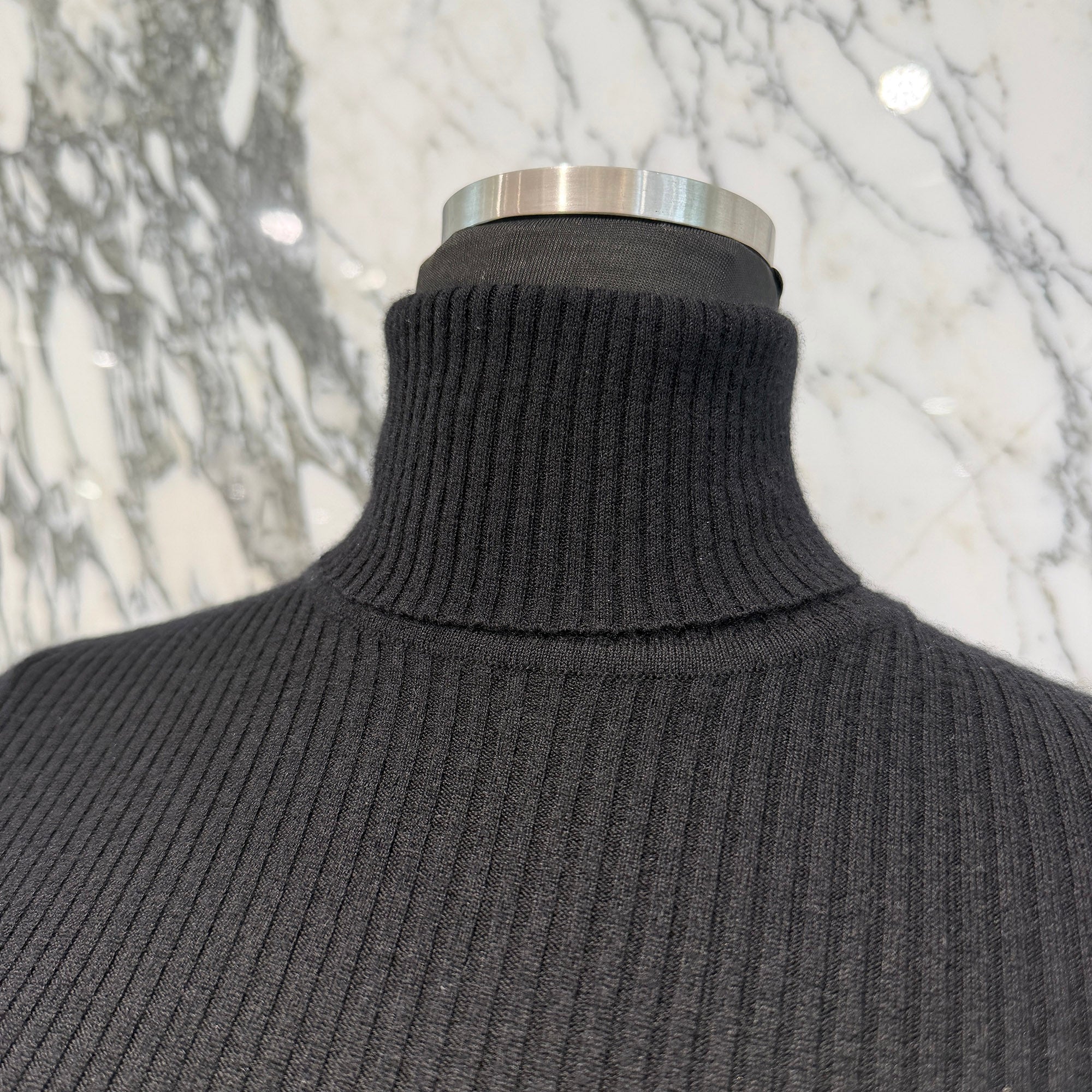 CHROME HEARTS Y NOT Leather Cross Patch Cashmere Turtle Neck Knit Sweater Size S クロムハーツ ワイノット レザークロスパッチ カシミヤ タートルネック ニットセーター サイズS