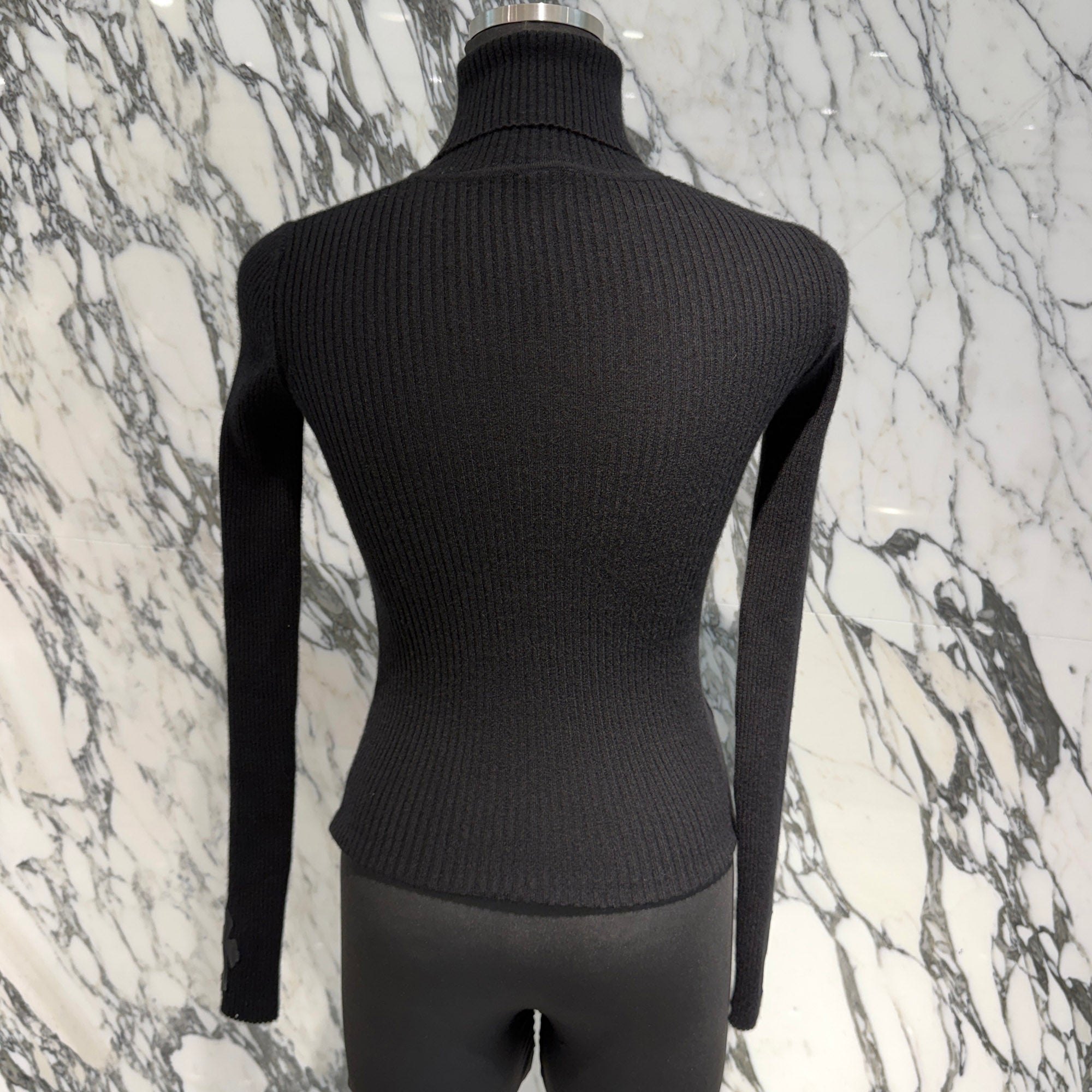 CHROME HEARTS Y NOT Leather Cross Patch Cashmere Turtle Neck Knit Sweater Size S クロムハーツ ワイノット レザークロスパッチ カシミヤ タートルネック ニットセーター サイズS