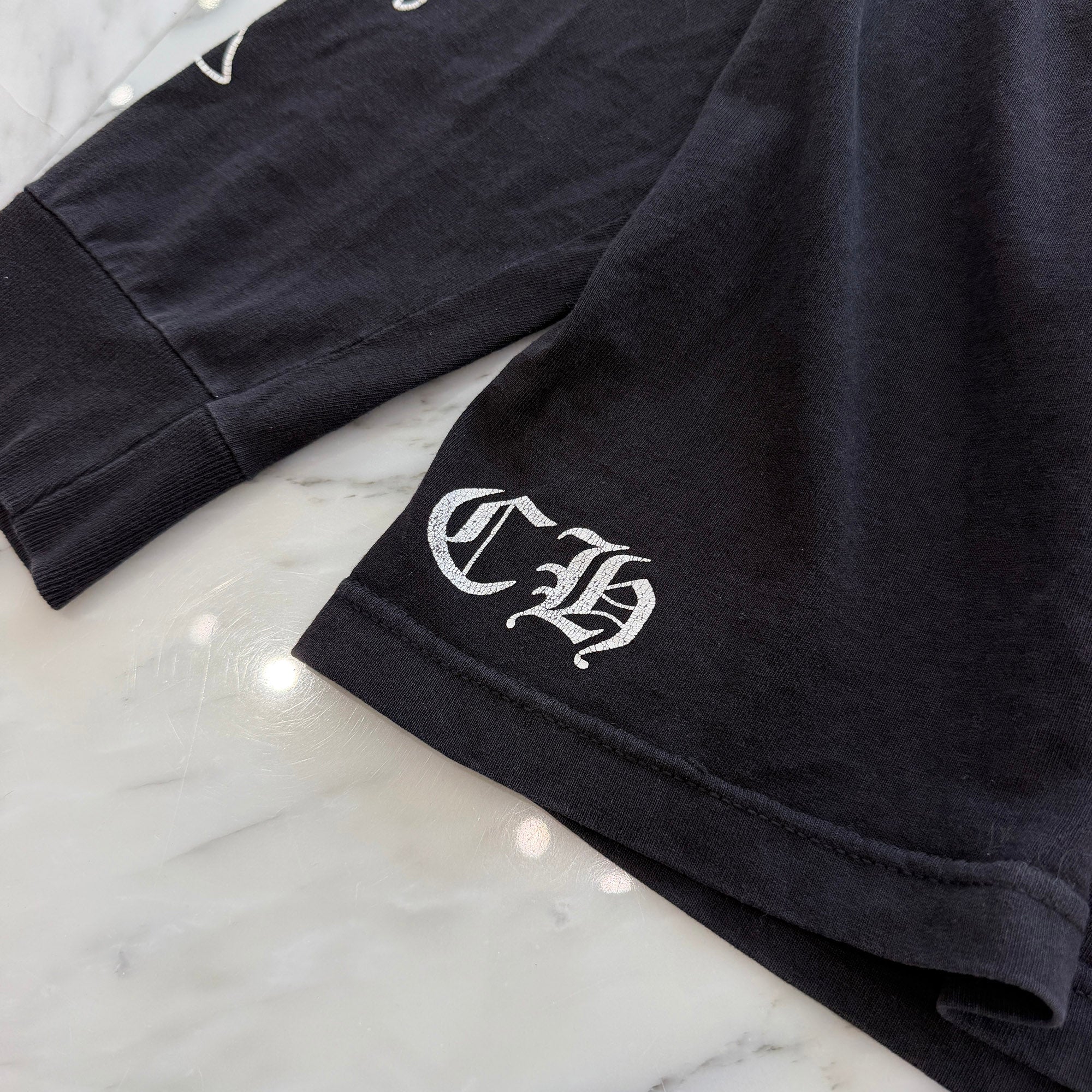 CHROME HEARTS Back Scroll Sleeve CH Cross Print Long Sleeve Tee Size L クロムハーツ バックスクロール 袖CHクロス ロングスリーブ Tシャツ サイズL