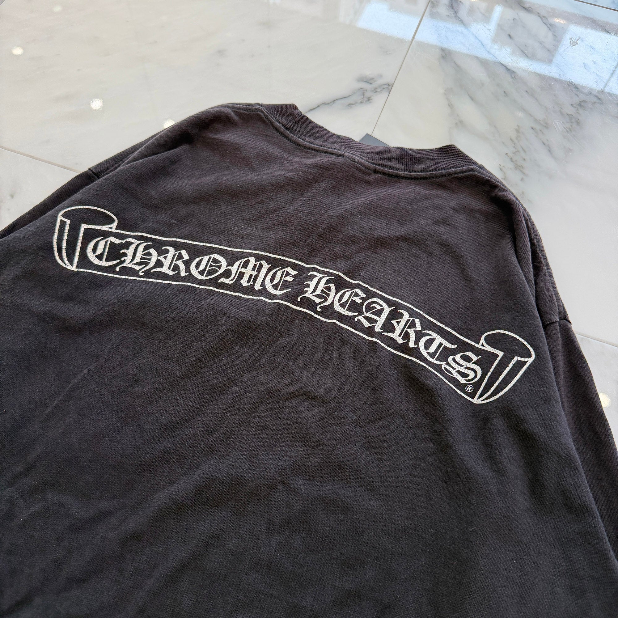 CHROME HEARTS Back Scroll Sleeve CH Cross Print Long Sleeve Tee Size L クロムハーツ バックスクロール 袖CHクロス ロングスリーブ Tシャツ サイズL