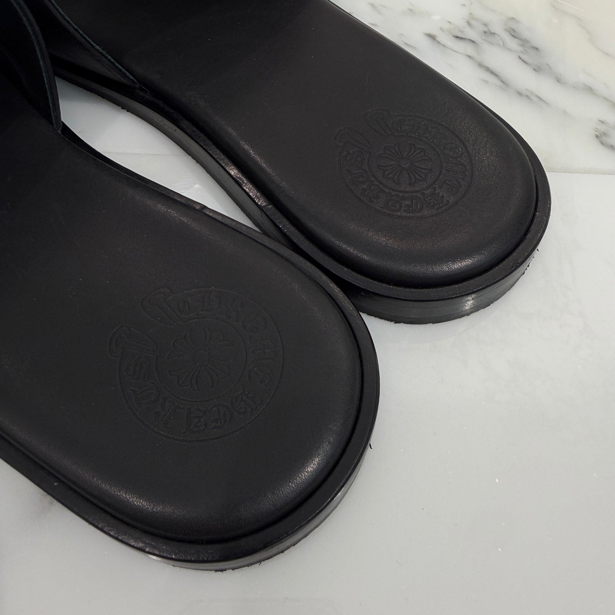 CHROME HEARTS Chomper Leather Patch Sandals Size 43 (約27.5cm