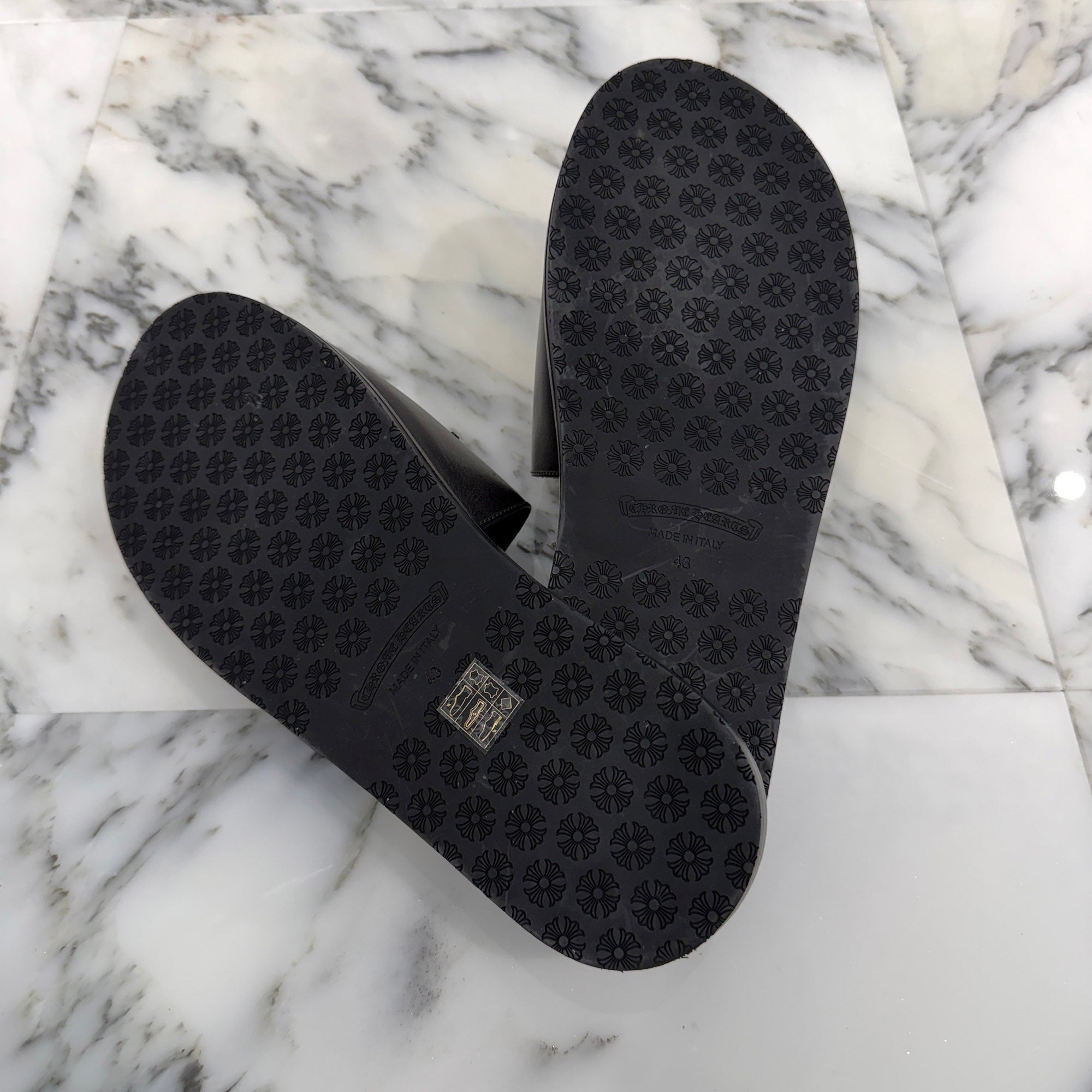 CHROME HEARTS Chomper Leather Patch Sandals Size 43 (約27.5cm