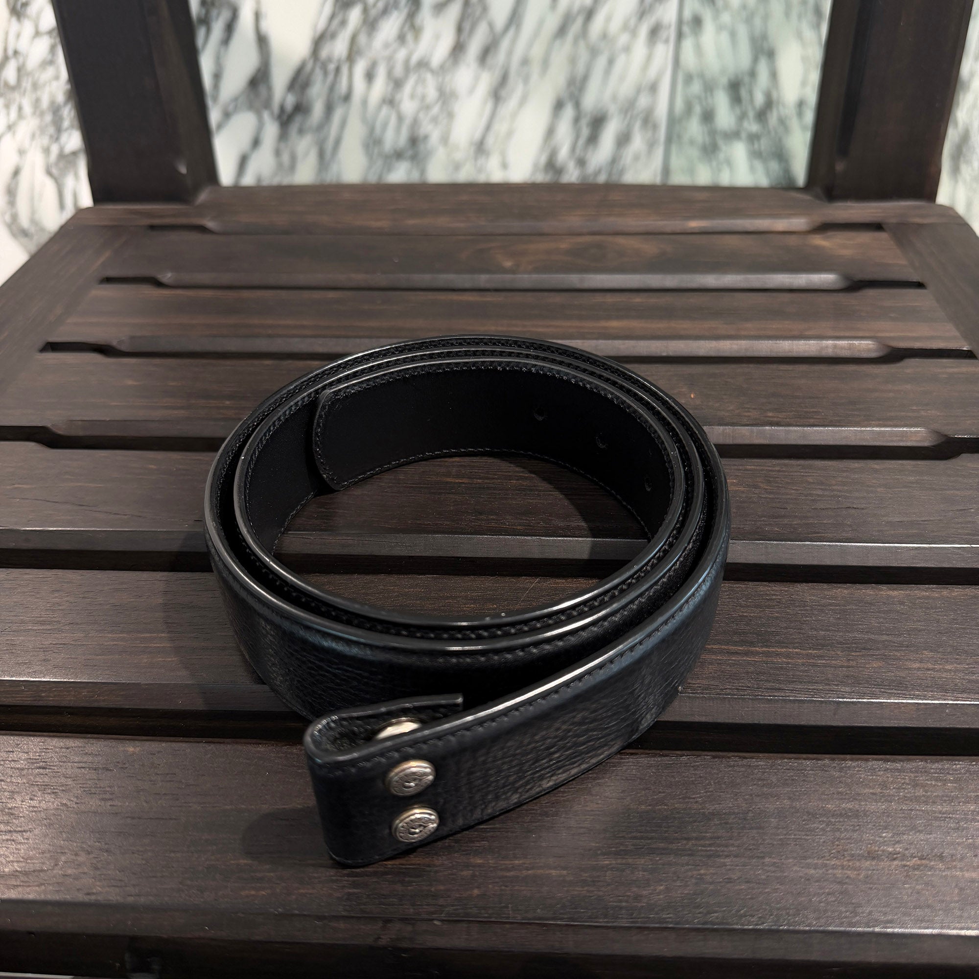 CHROME HEARTS 1.5 STRAP Horseshoe Rivet Leather Belt Size 36 クロムハーツ 1.5ストラップ ホースシューリベット レザーベルト サイズ36