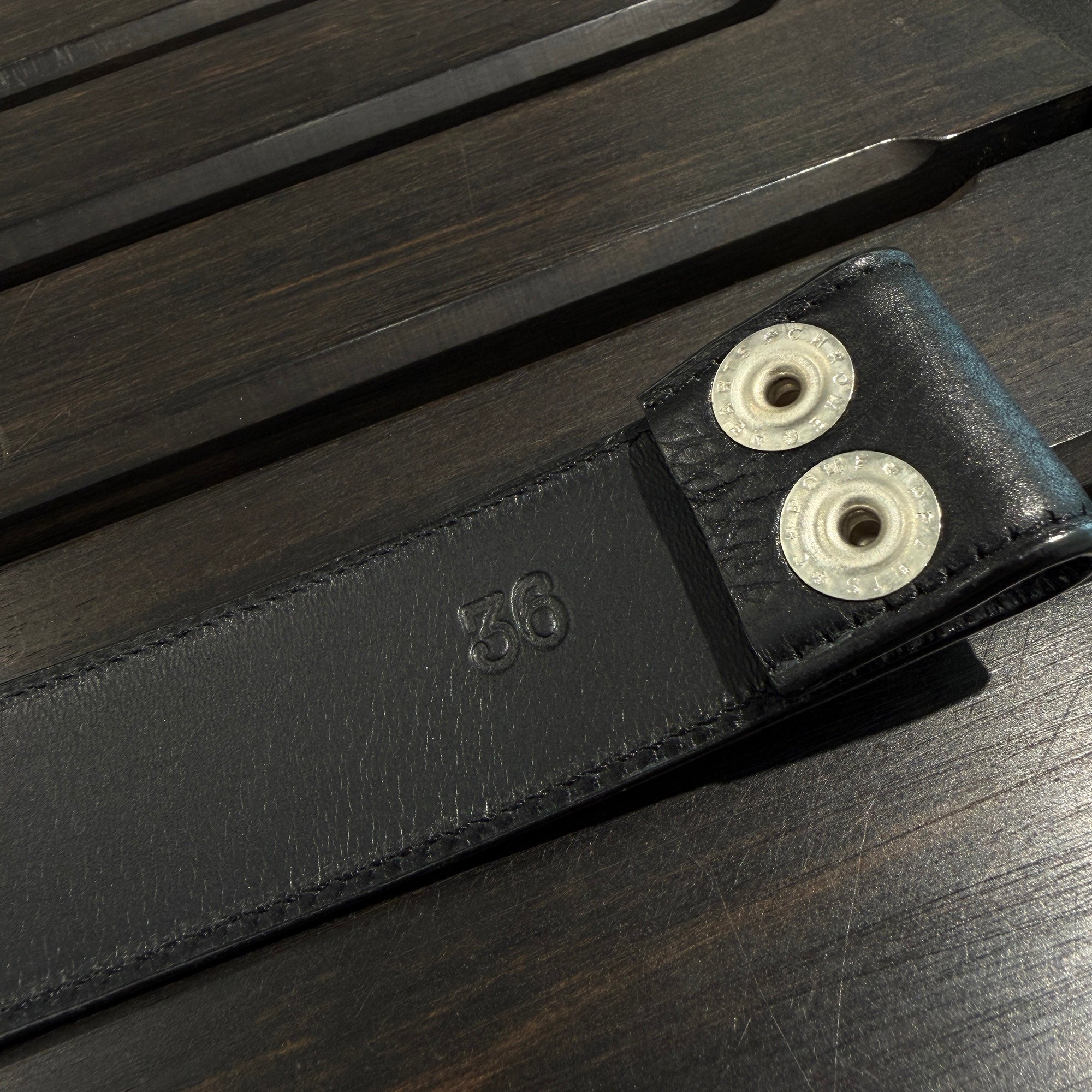 CHROME HEARTS 1.5 STRAP Horseshoe Rivet Leather Belt Size 36 クロムハーツ 1.5ストラップ ホースシューリベット レザーベルト サイズ36