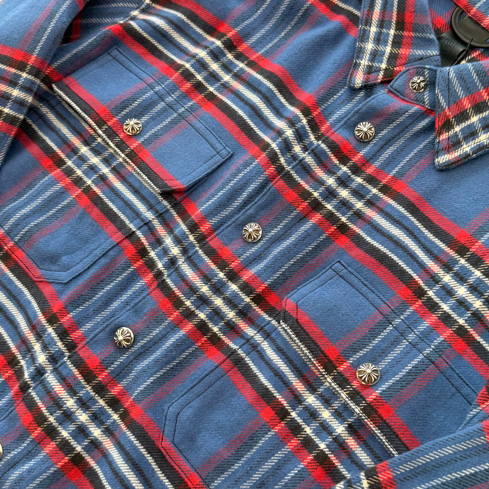 CHROME HEARTS Y NOT Cross Ball Button Check Shirt Size M クロムハーツ ワイノット クロスボールボタン チェックシャツ サイズM