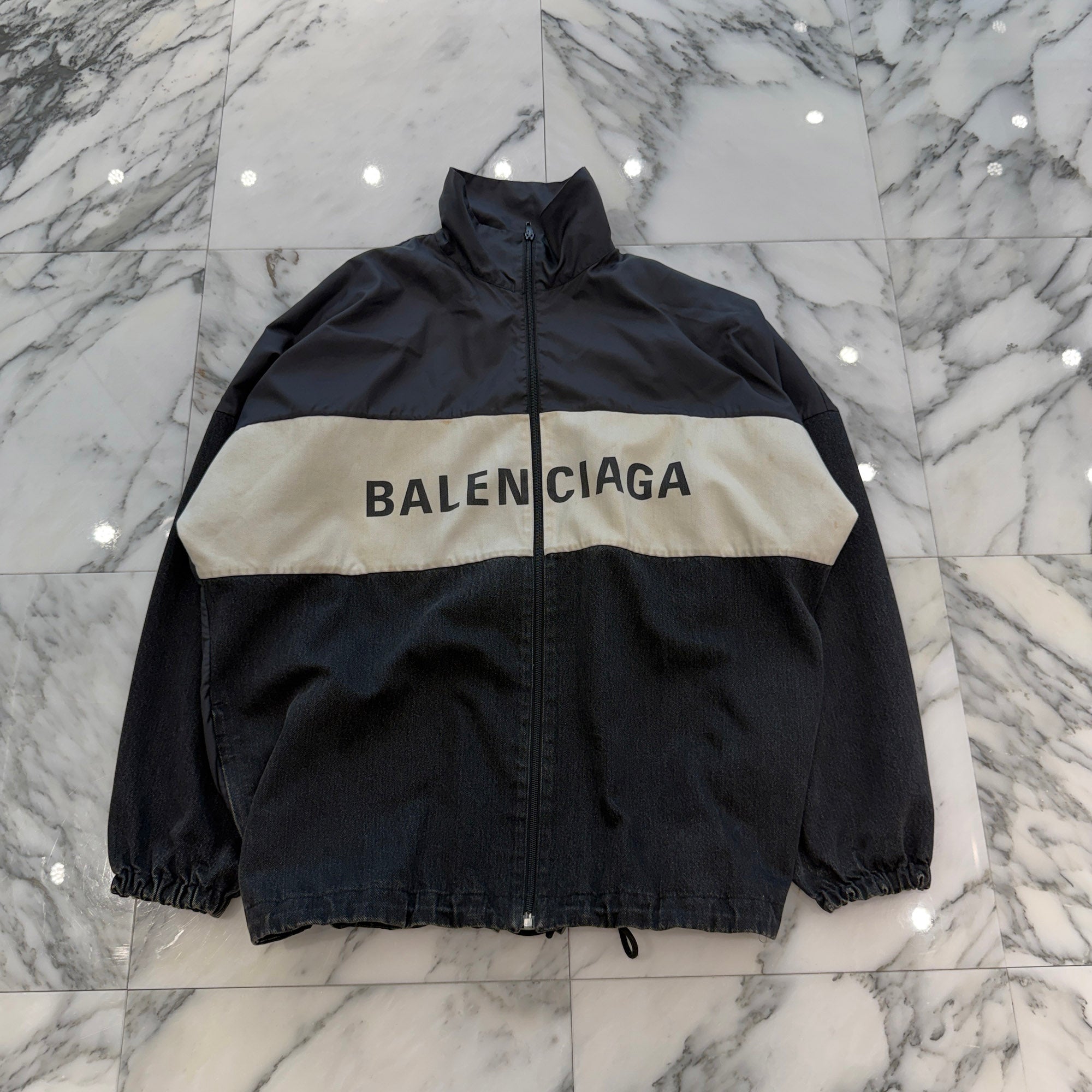 BALENCIAGA 2019SS Logo Print Poplin Shirt Blouson 529213 TBQ03 Size 36 バレンシアガ ロゴプリントポプリンシャツブルゾン サイズ36