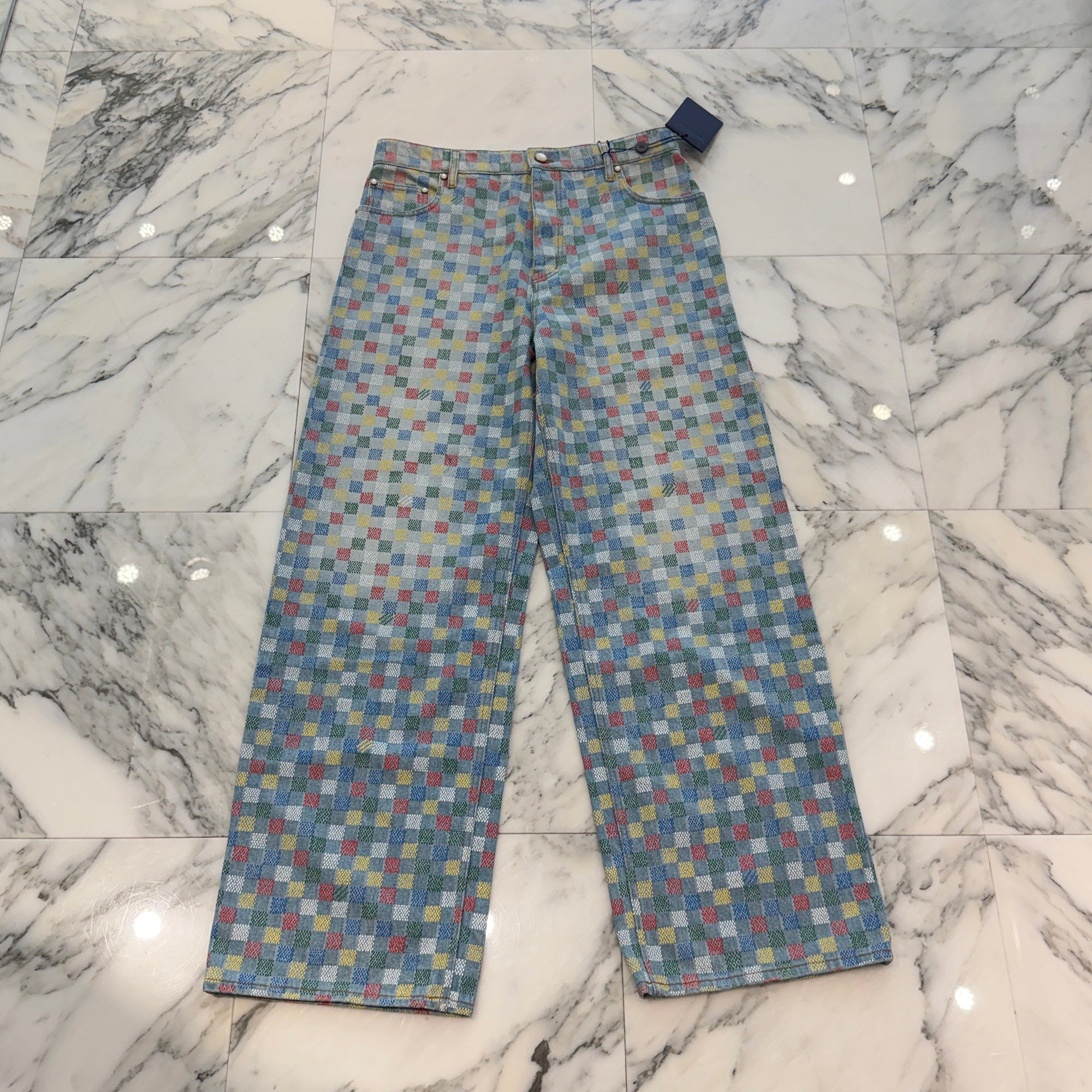 LOUIS VUITTON 2025SS Damier Denim Wide Leg Pants RM251M J16 HSD79W Size 32 ルイヴィトン ダミエデニム ワイドレッグパンツ サイズ32