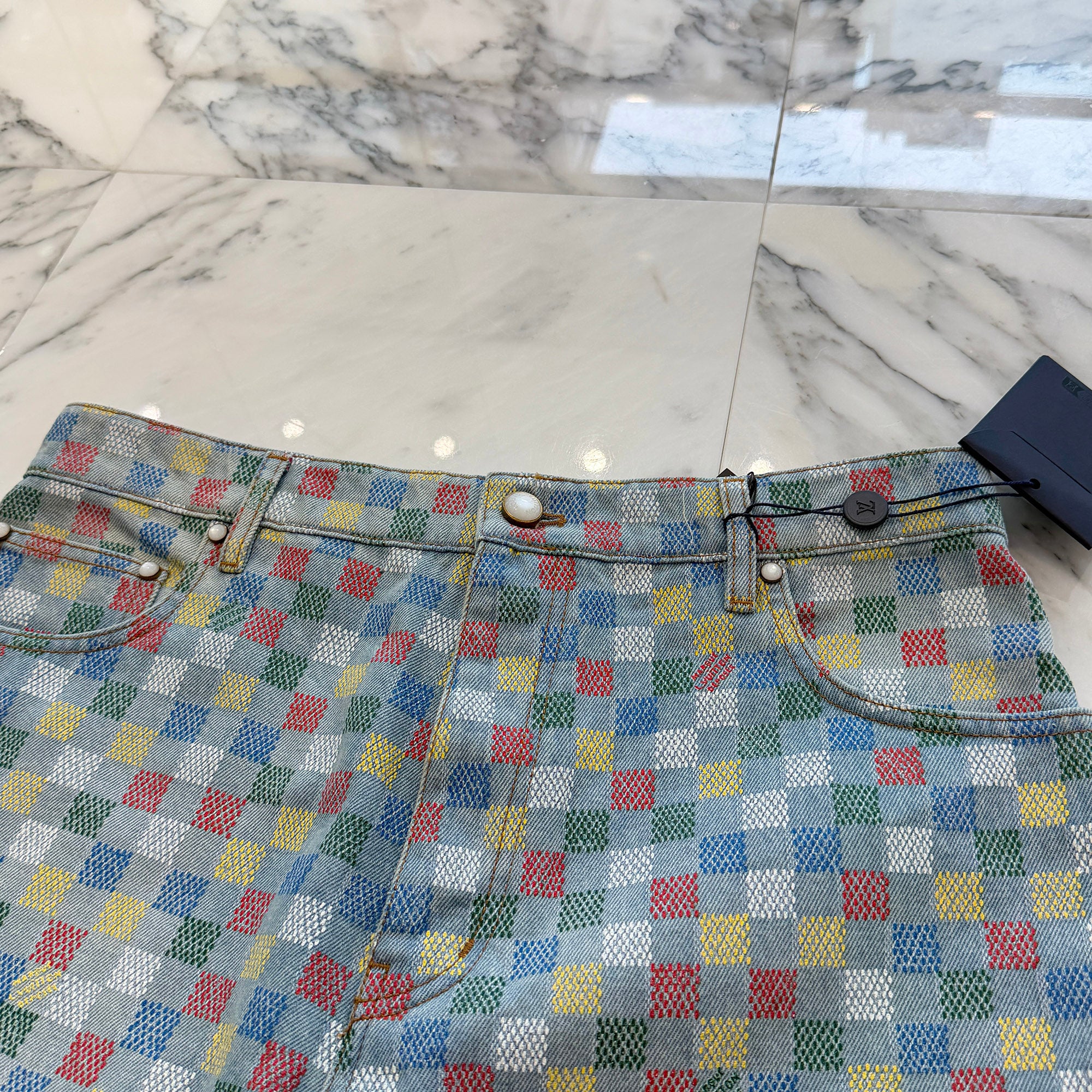 LOUIS VUITTON 2025SS Damier Denim Wide Leg Pants RM251M J16 HSD79W Size 32 ルイヴィトン ダミエデニム ワイドレッグパンツ サイズ32