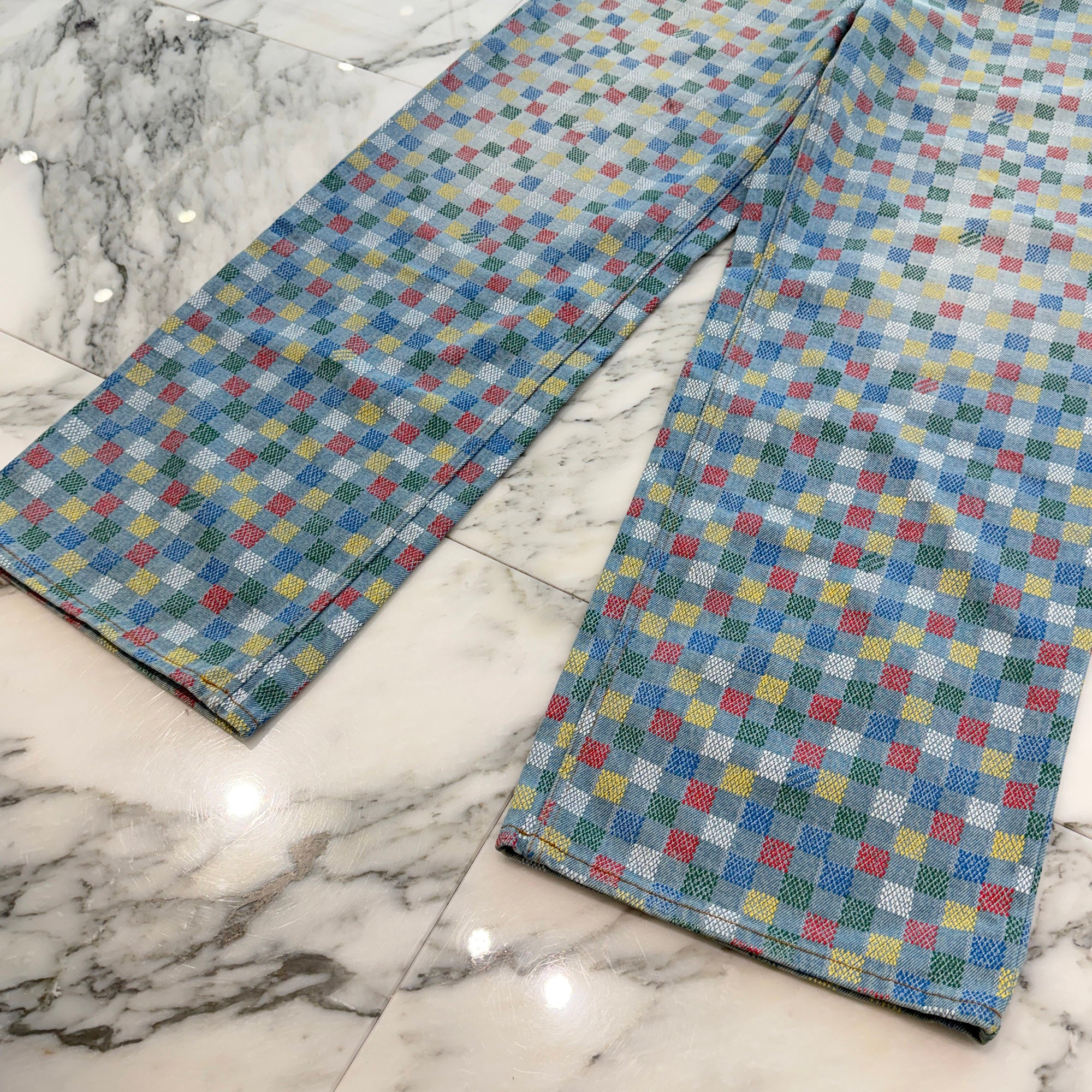 LOUIS VUITTON 2025SS Damier Denim Wide Leg Pants RM251M J16 HSD79W Size 32 ルイヴィトン ダミエデニム ワイドレッグパンツ サイズ32