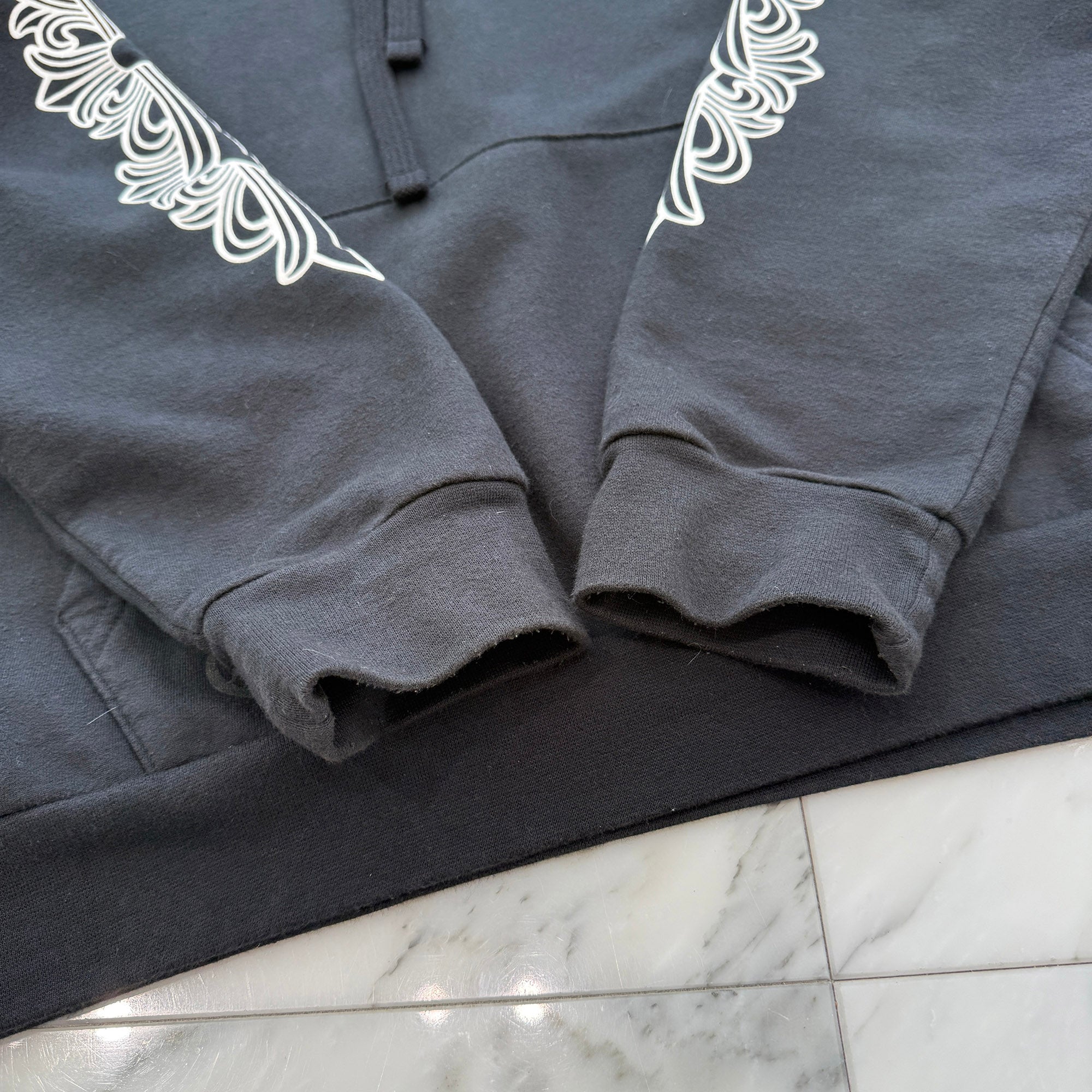 CHROME HEARTS Floral Cross Horseshoe Pullover Hoodie Size L クロムハーツ フローラルクロス ホースシュー プルオーバーフーディ サイズL
