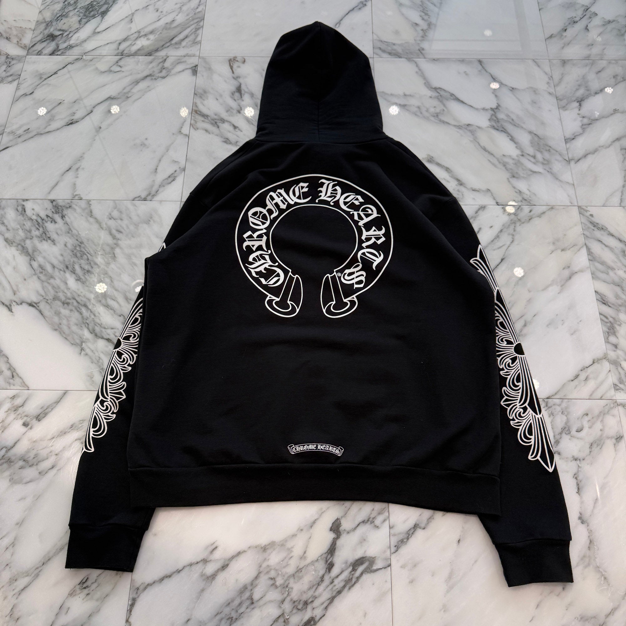 CHROME HEARTS Floral Cross Horseshoe Pullover Hoodie Size L クロムハーツ フローラルクロス ホースシュー プルオーバーフーディ サイズL