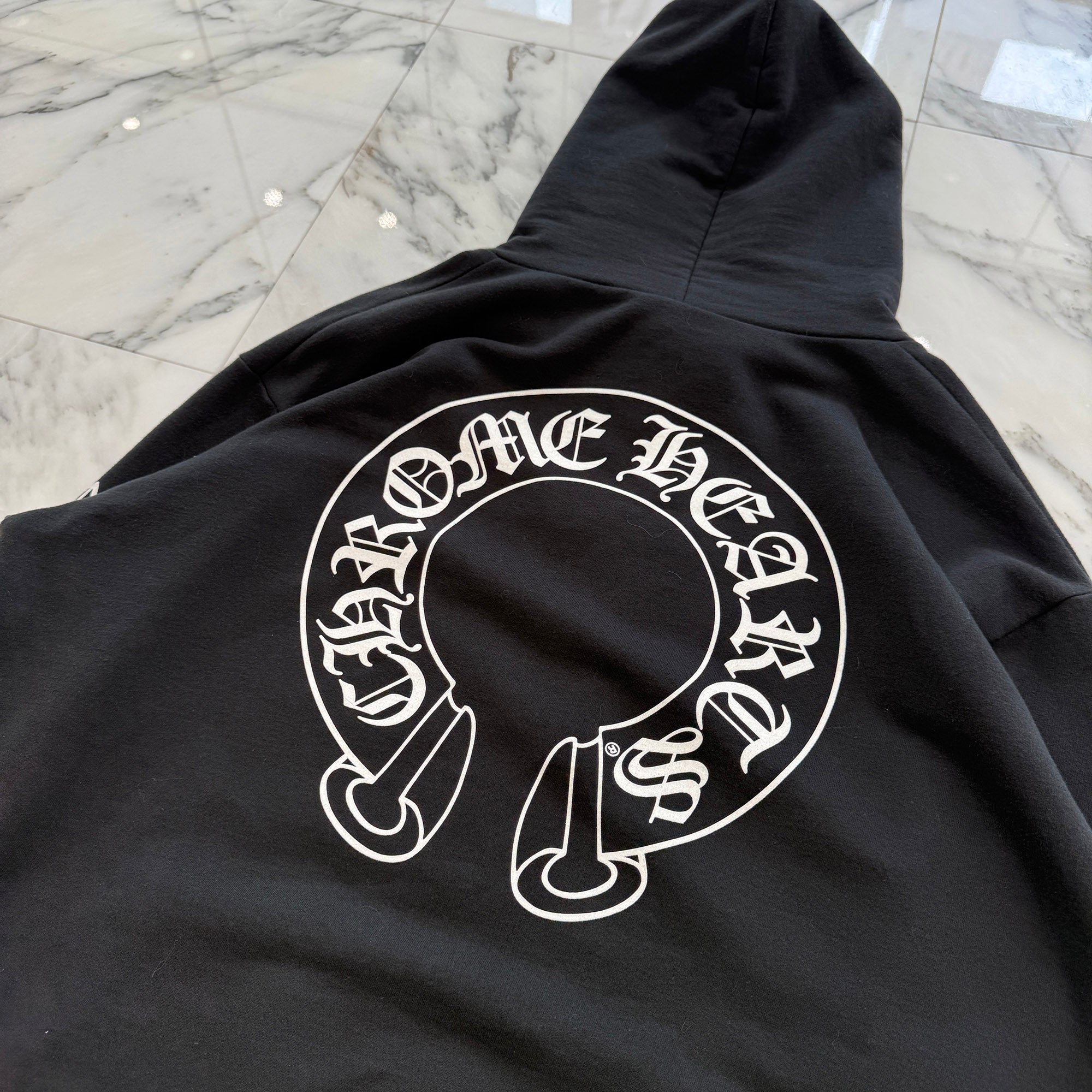 CHROME HEARTS Floral Cross Horseshoe Pullover Hoodie Size L クロムハーツ フローラルクロス ホースシュー プルオーバーフーディ サイズL