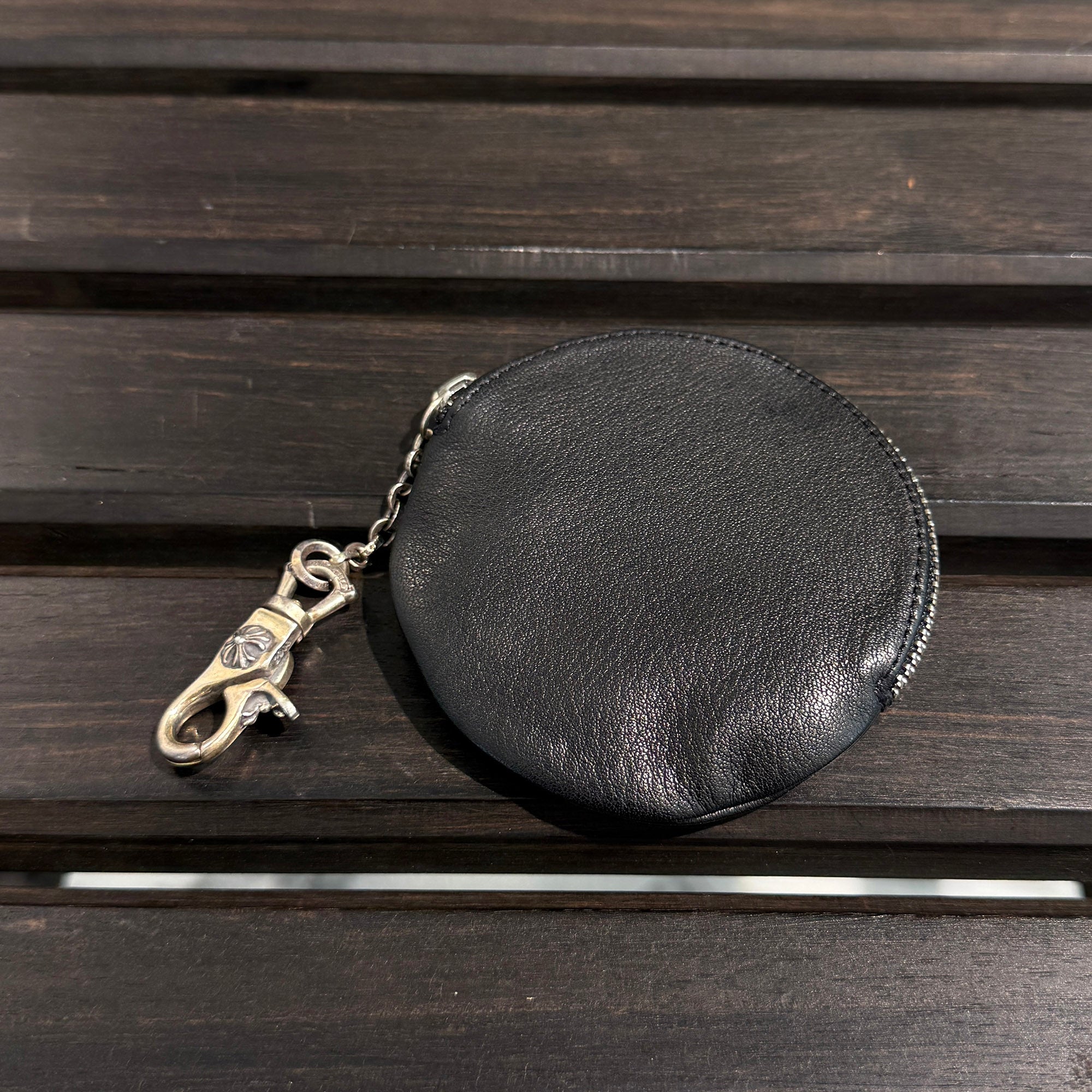 CHROME HEARTS 1 CLIP Paper Chain CH Plus Leather Patch Coin Case