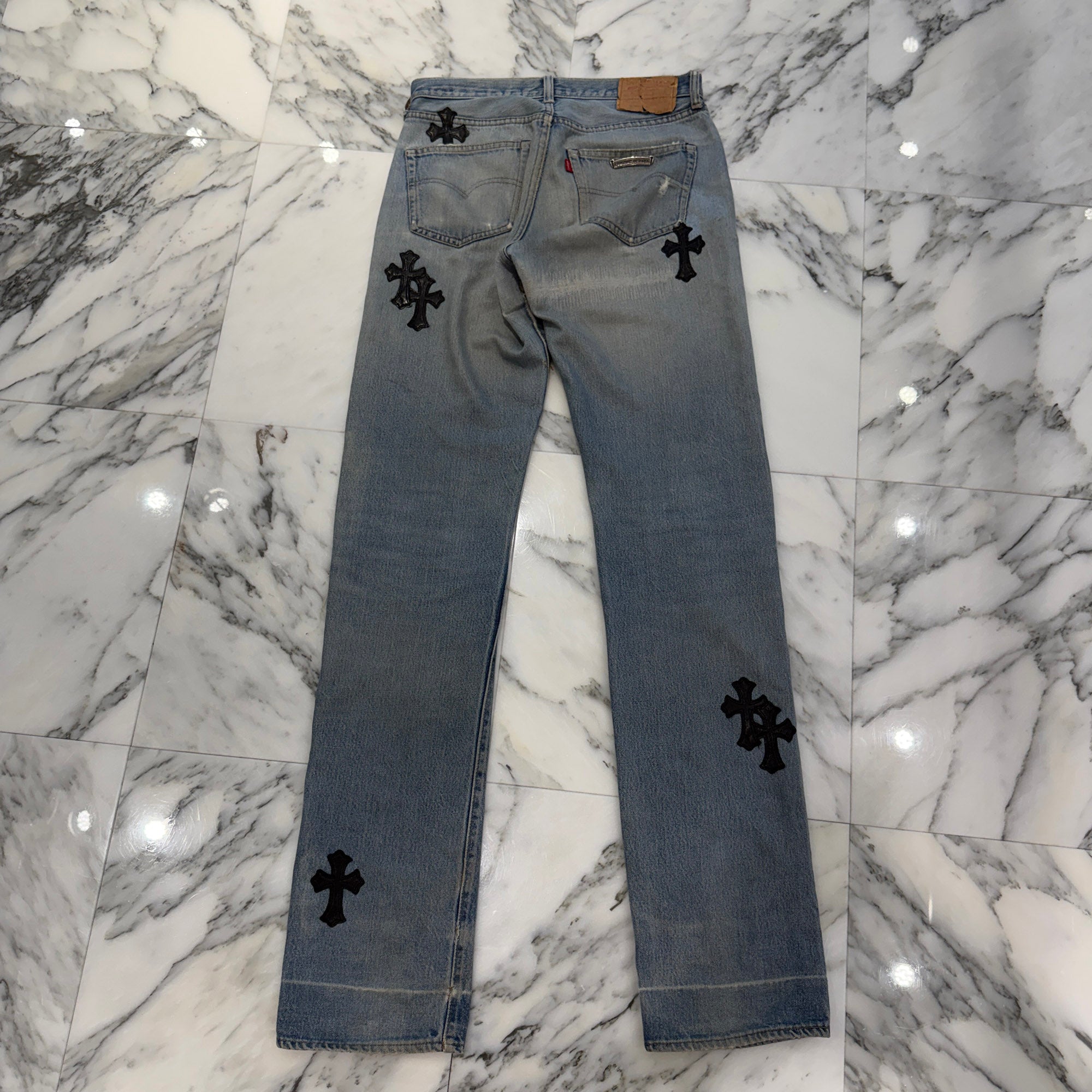 CHROME HEARTS × Levi's 501 VNTG Leather Cross Patch Jeans Size 29 クロムハーツ × リーバイス 501 ヴィンテージ レザークロスパッチ ジーンズ デニムパンツ サイズ29