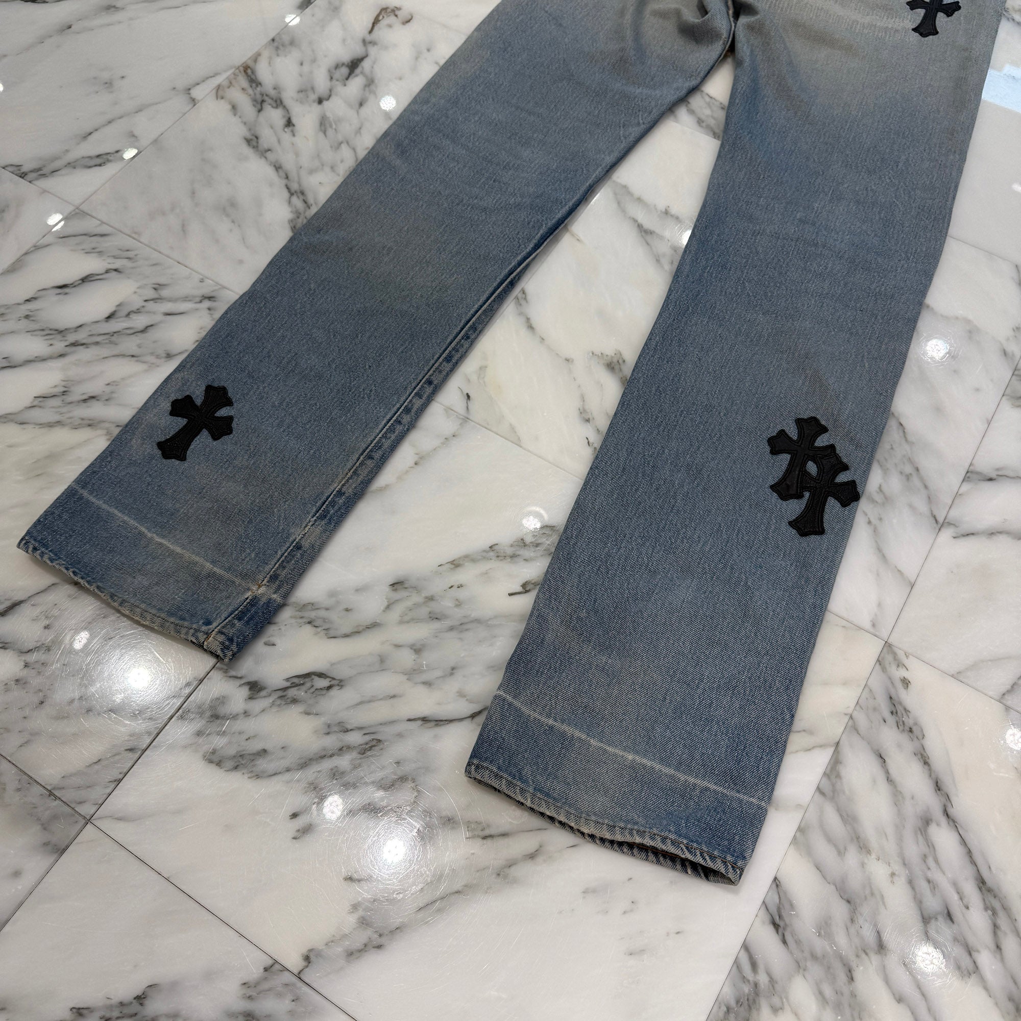 CHROME HEARTS × Levi's 501 VNTG Leather Cross Patch Jeans Size 29 クロムハーツ × リーバイス 501 ヴィンテージ レザークロスパッチ ジーンズ デニムパンツ サイズ29